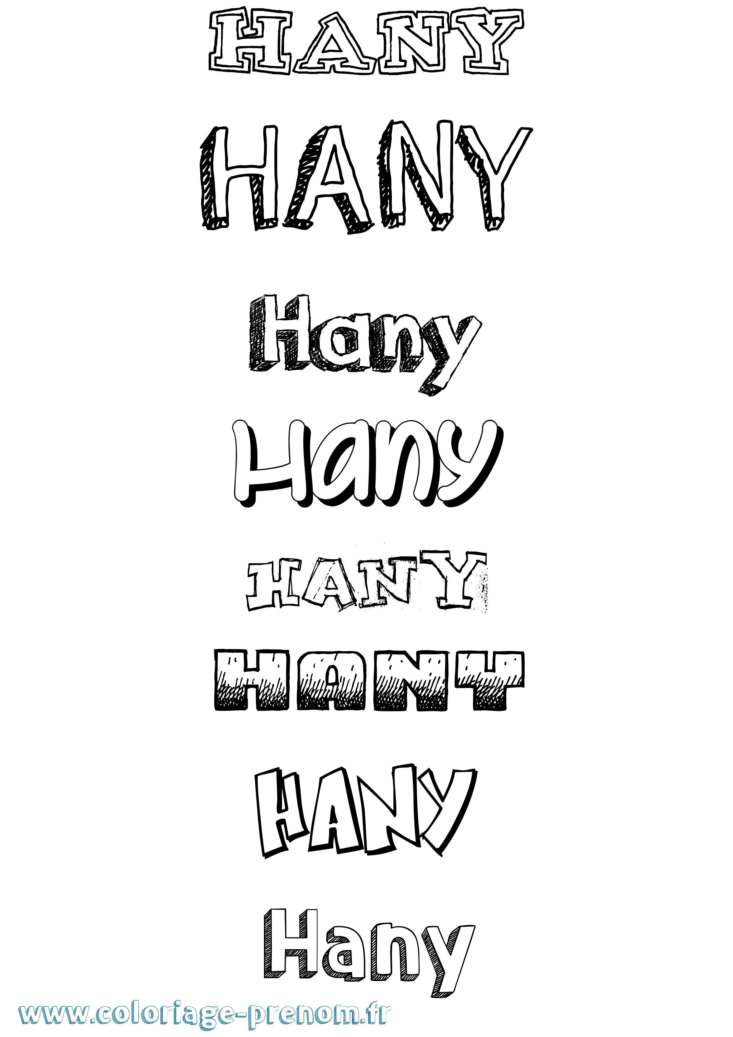 Coloriage prénom Hany Dessiné