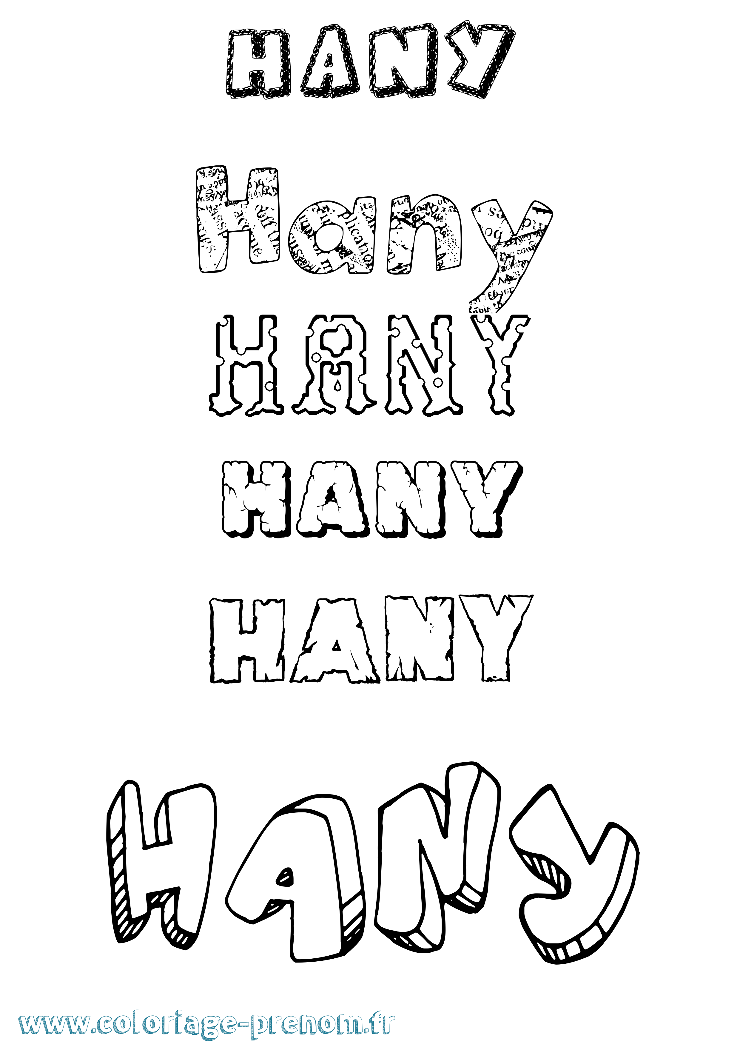 Coloriage prénom Hany Destructuré