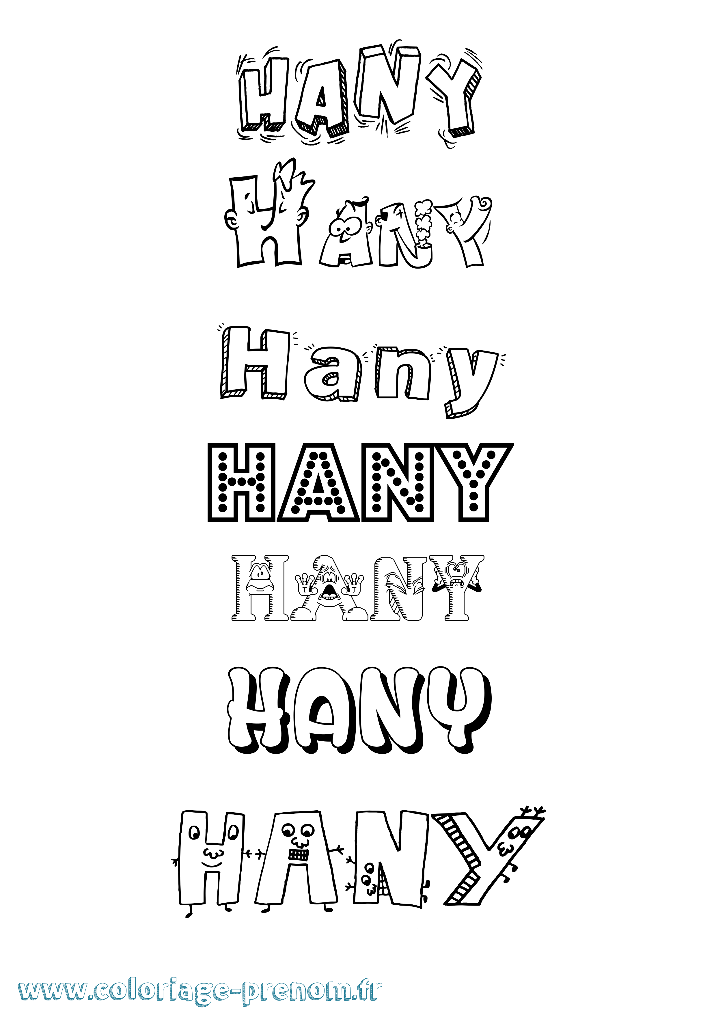 Coloriage prénom Hany Fun