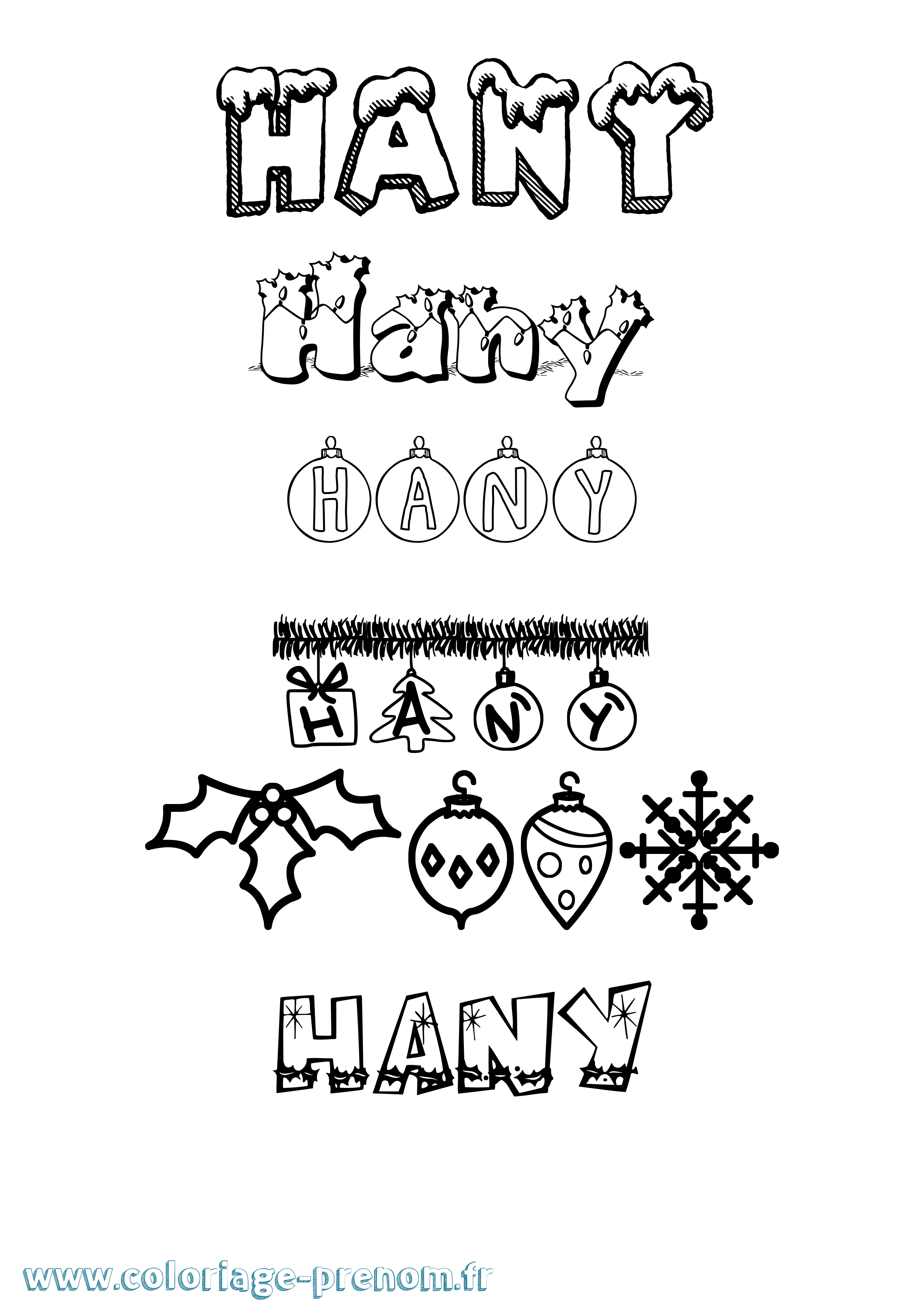 Coloriage prénom Hany Noël