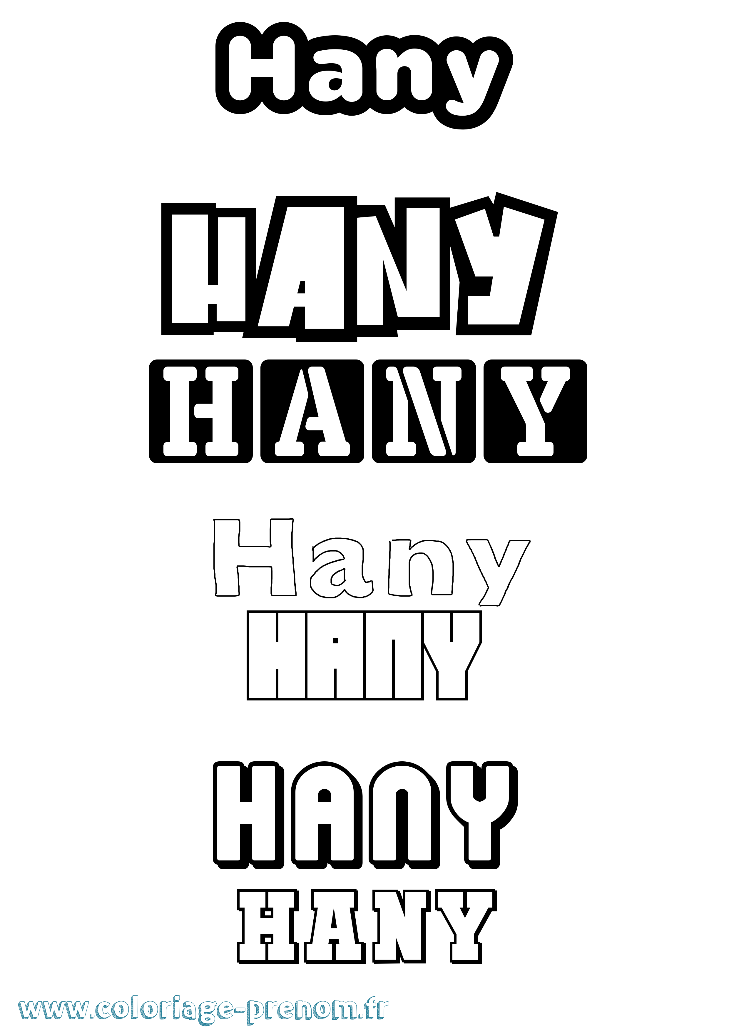 Coloriage prénom Hany Simple