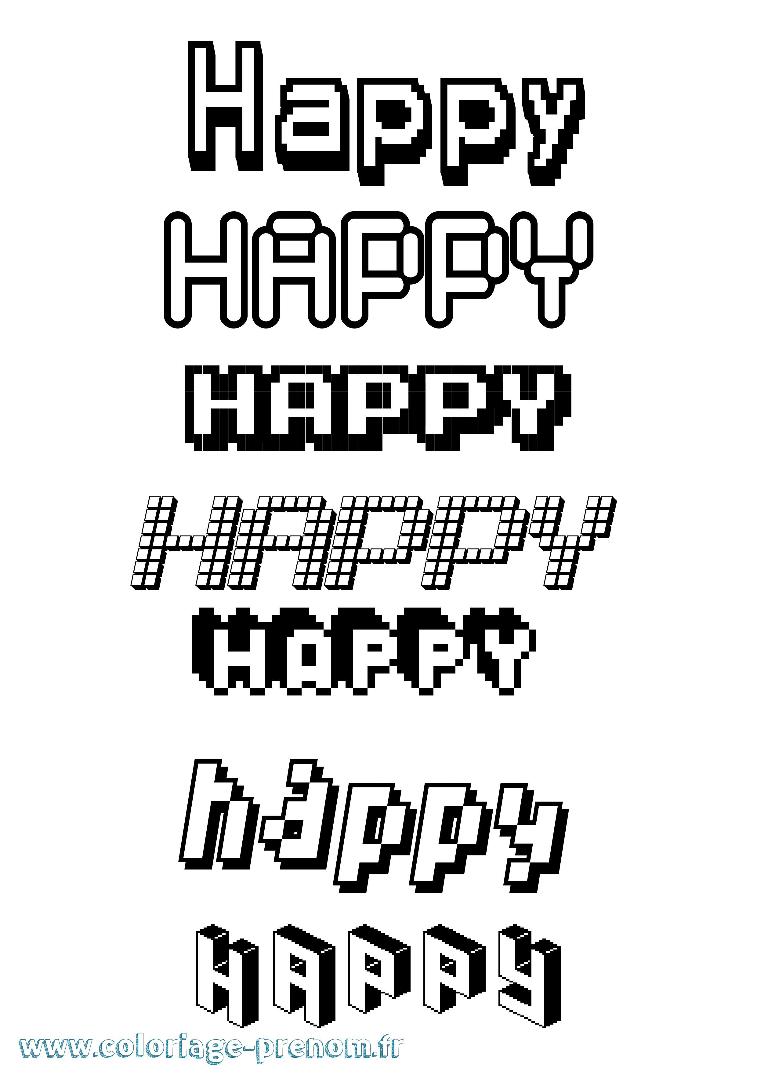 Coloriage prénom Happy Pixel