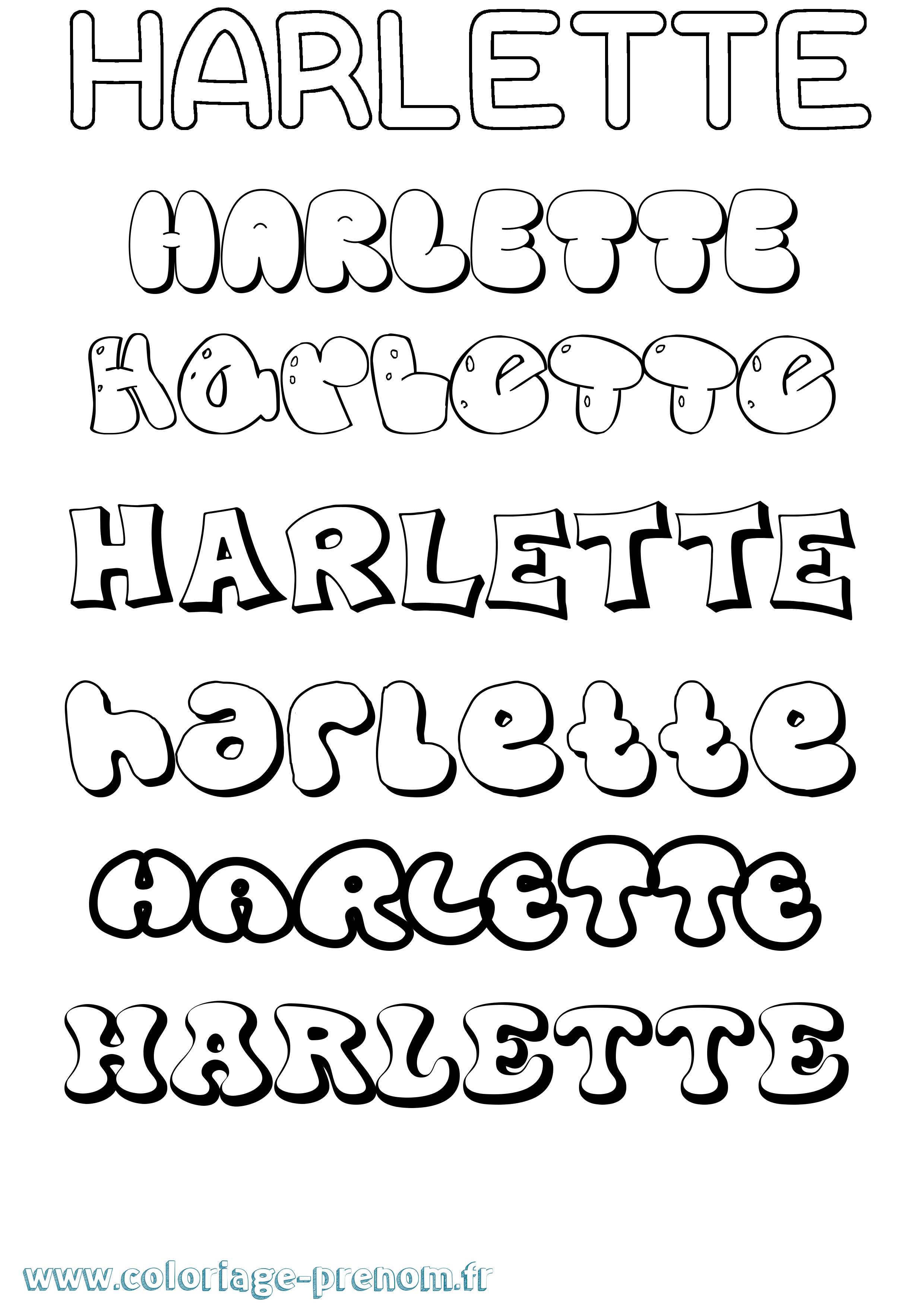 Coloriage prénom Harlette Bubble