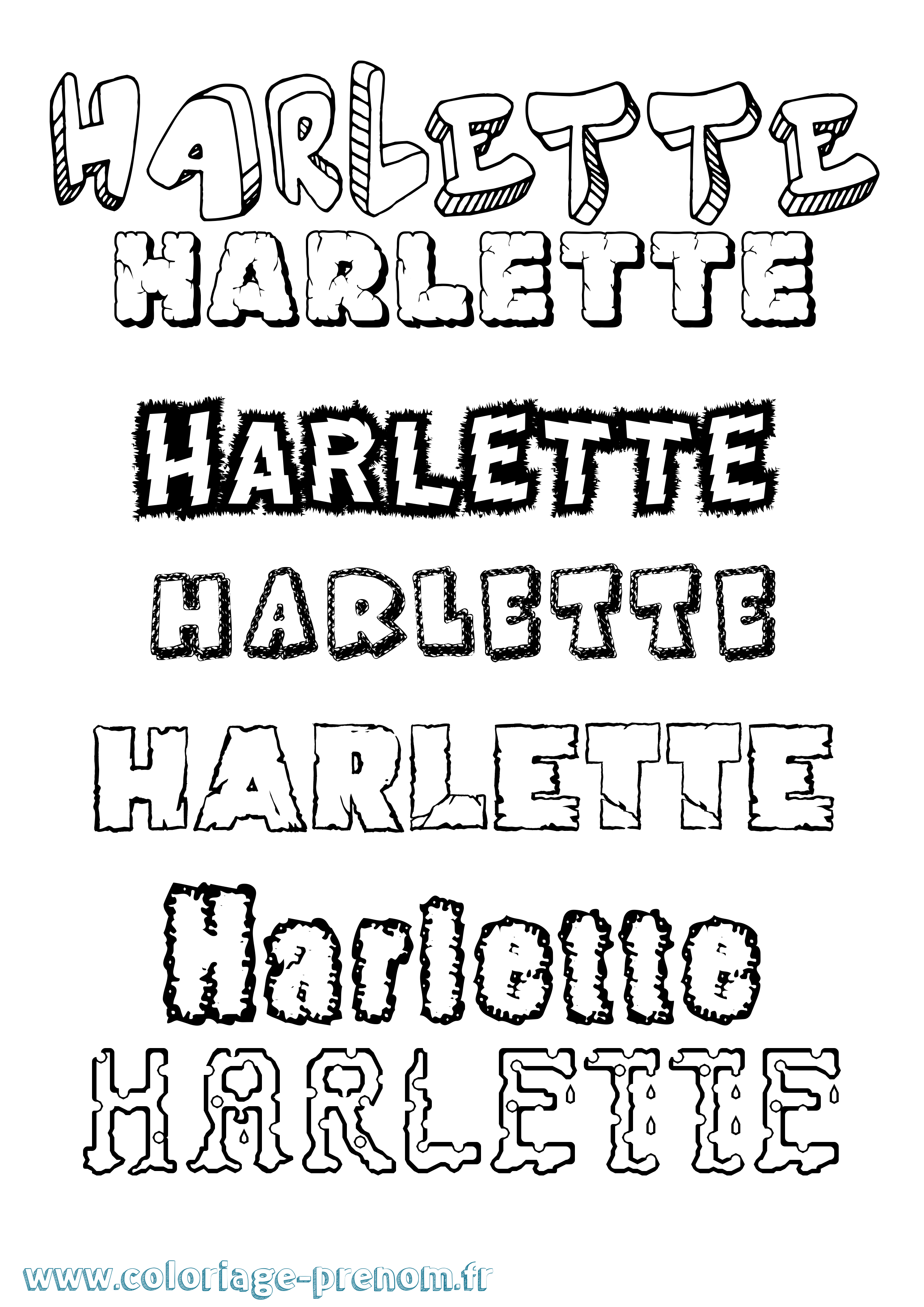 Coloriage prénom Harlette Destructuré