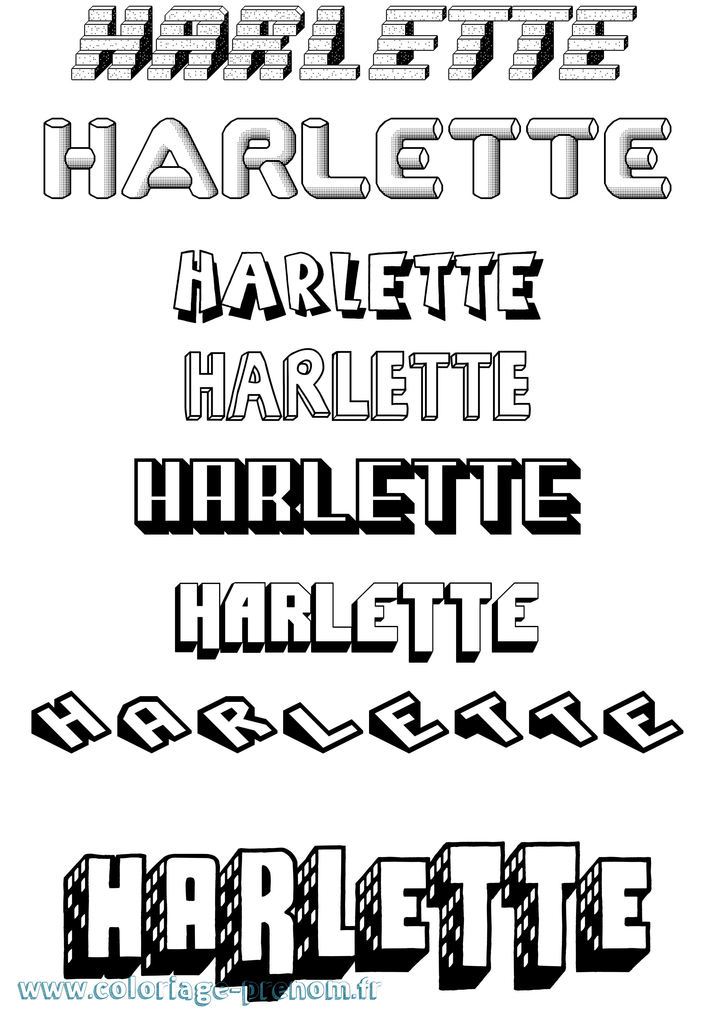 Coloriage prénom Harlette Effet 3D