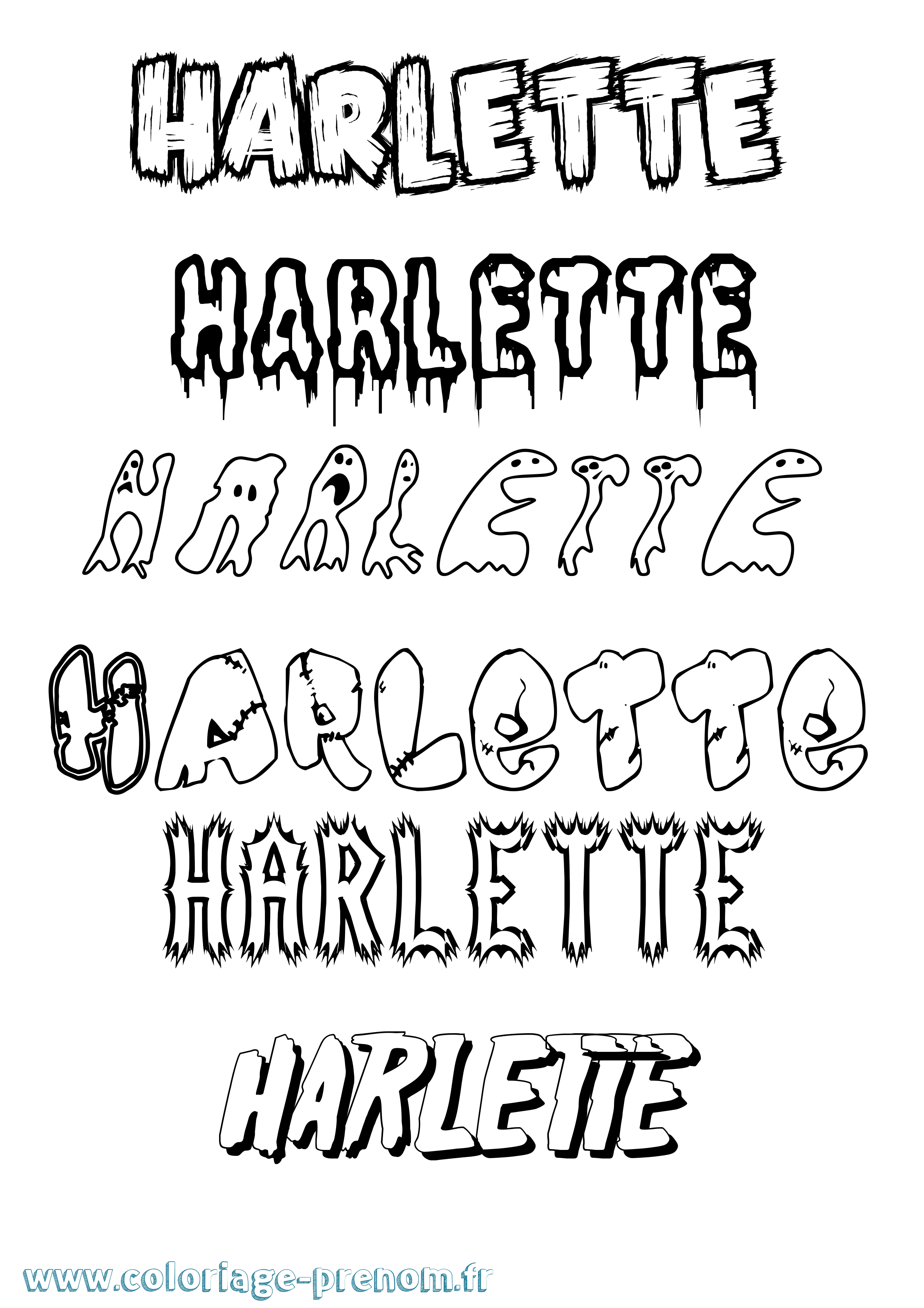 Coloriage prénom Harlette Frisson