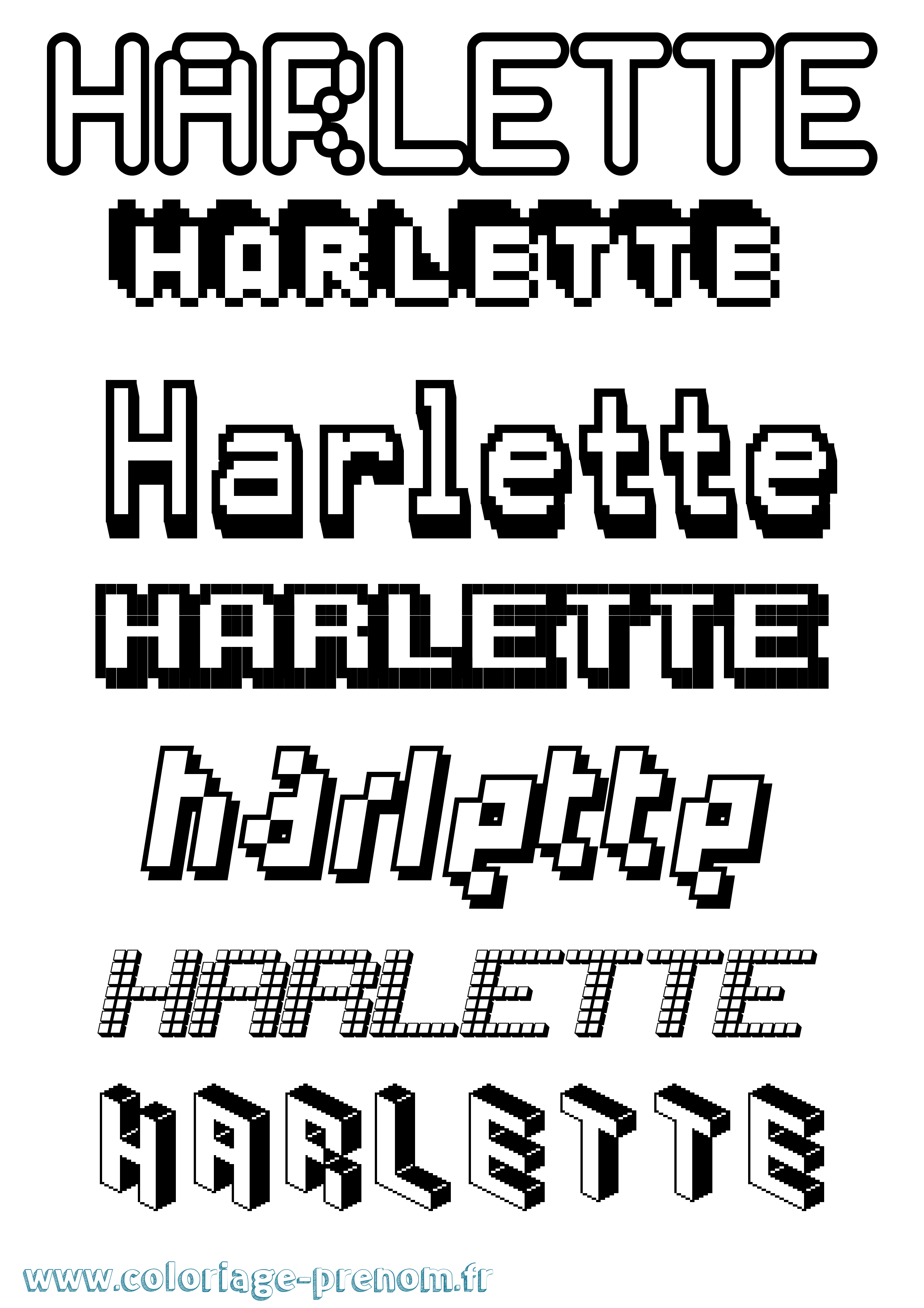Coloriage prénom Harlette Pixel