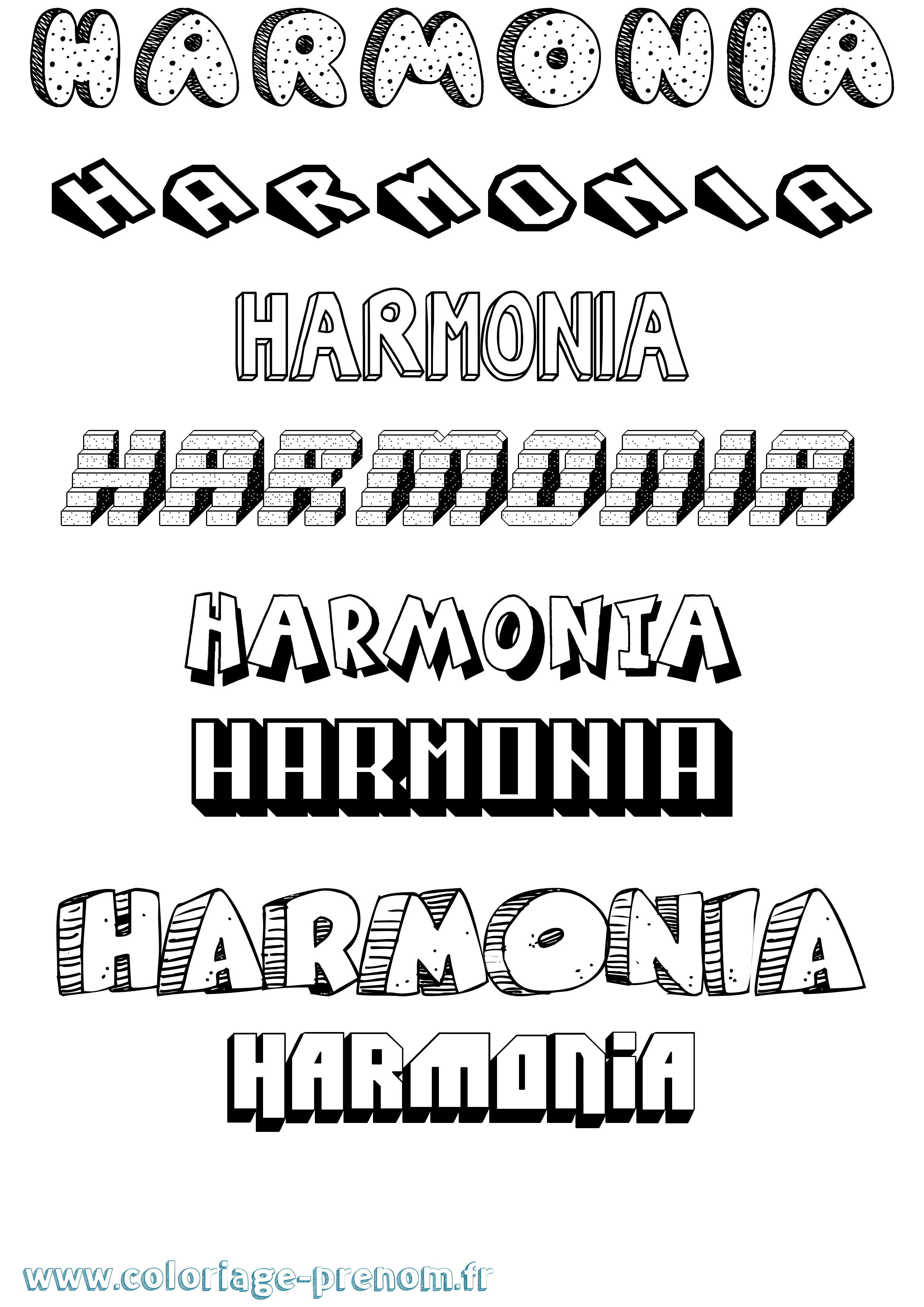 Coloriage prénom Harmonia Effet 3D