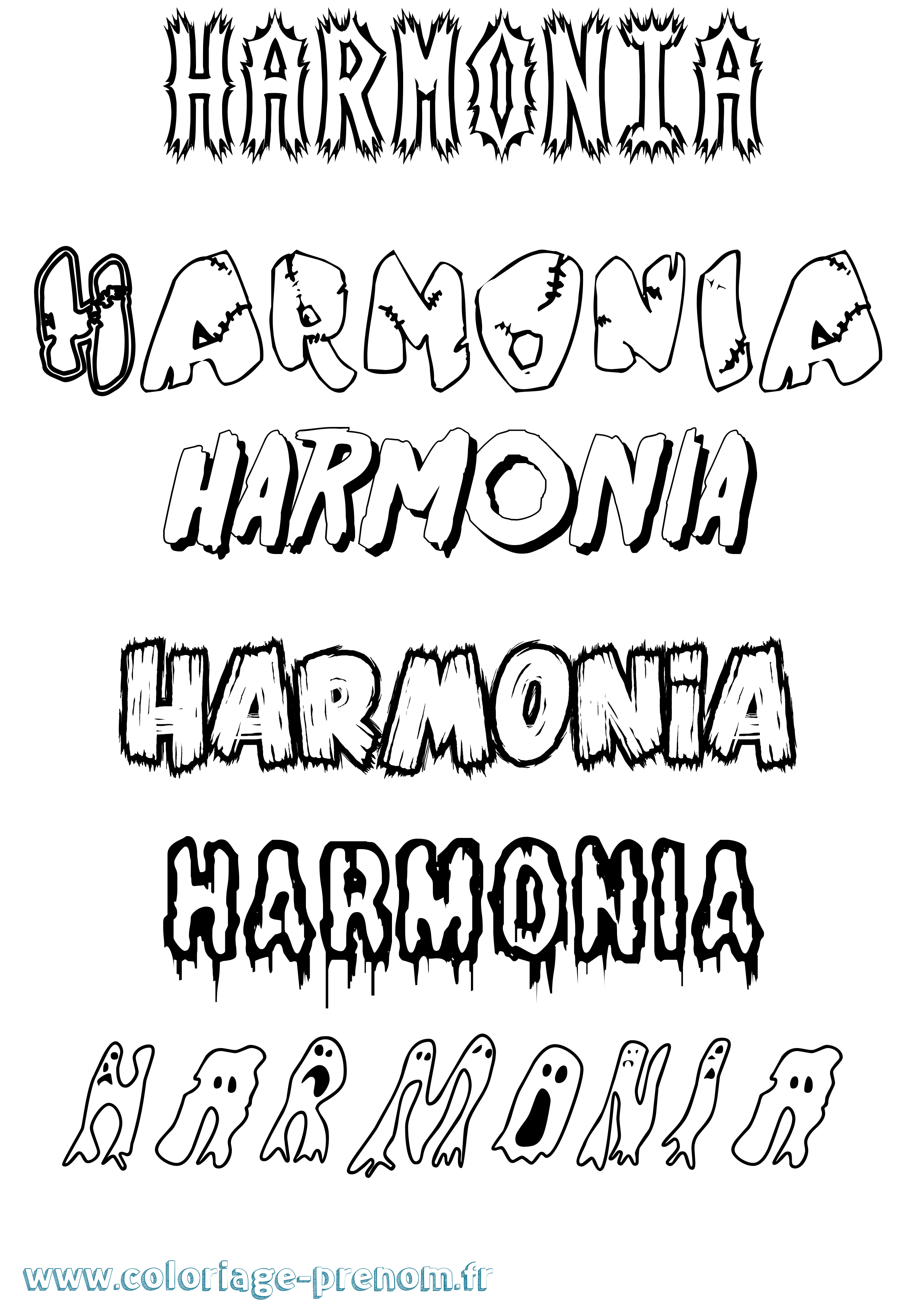 Coloriage prénom Harmonia Frisson