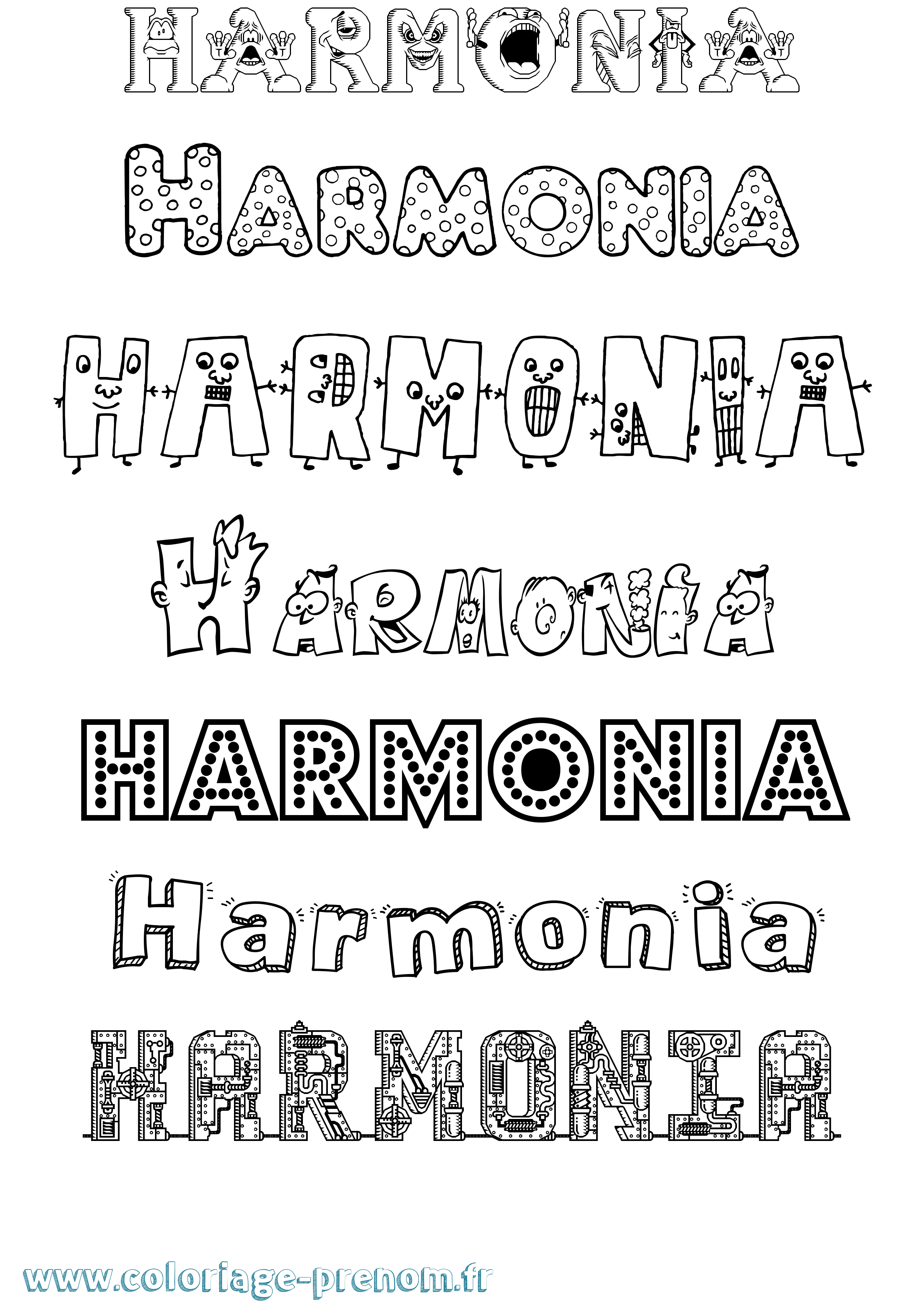 Coloriage prénom Harmonia Fun