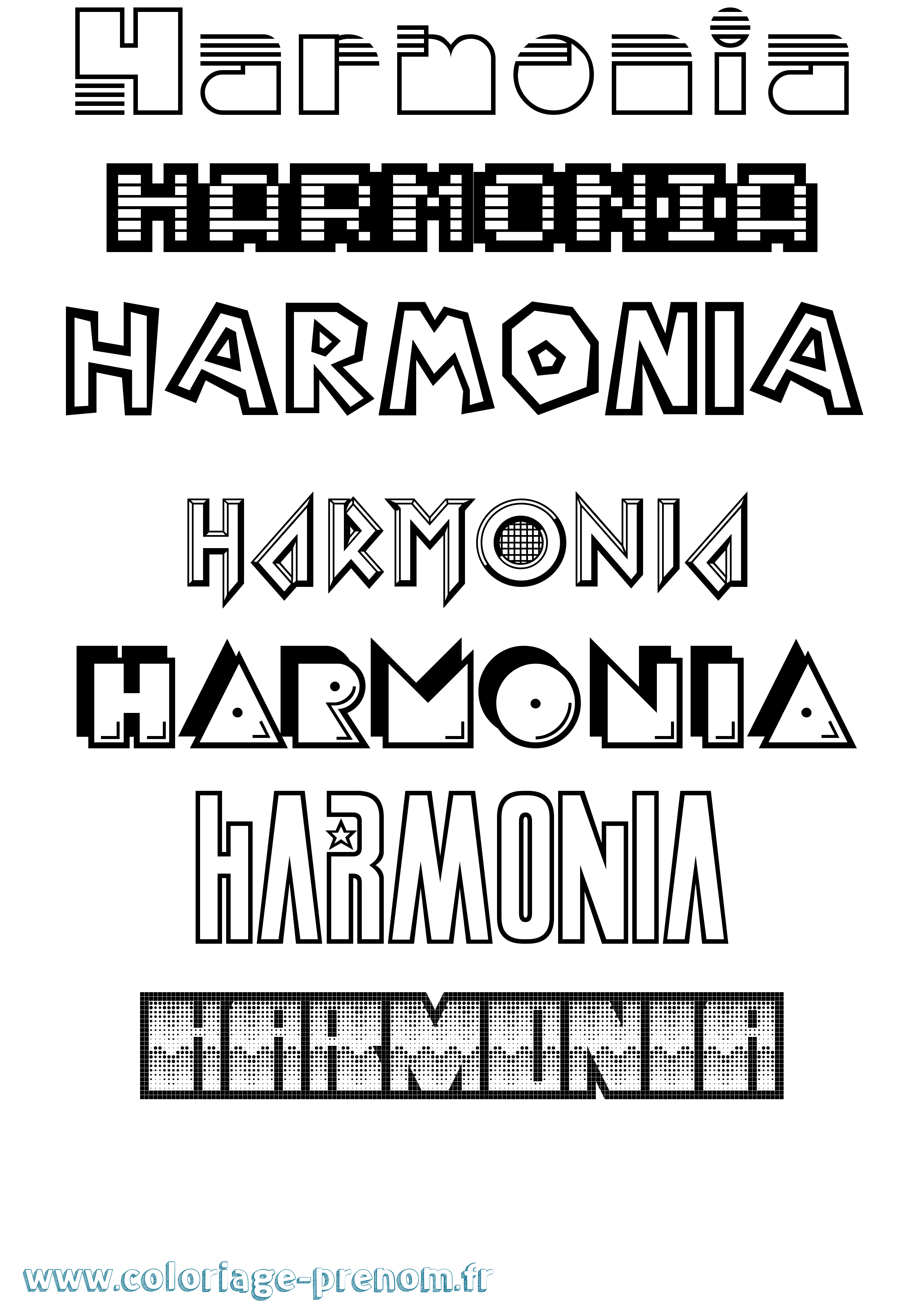 Coloriage prénom Harmonia Jeux Vidéos
