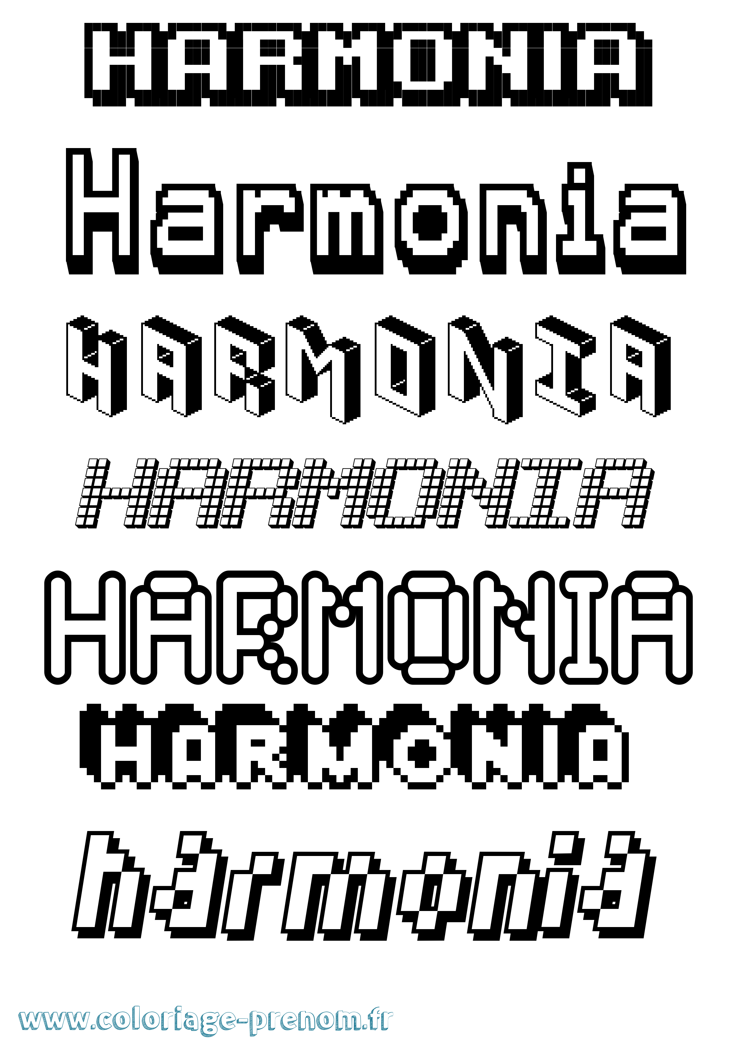 Coloriage prénom Harmonia Pixel