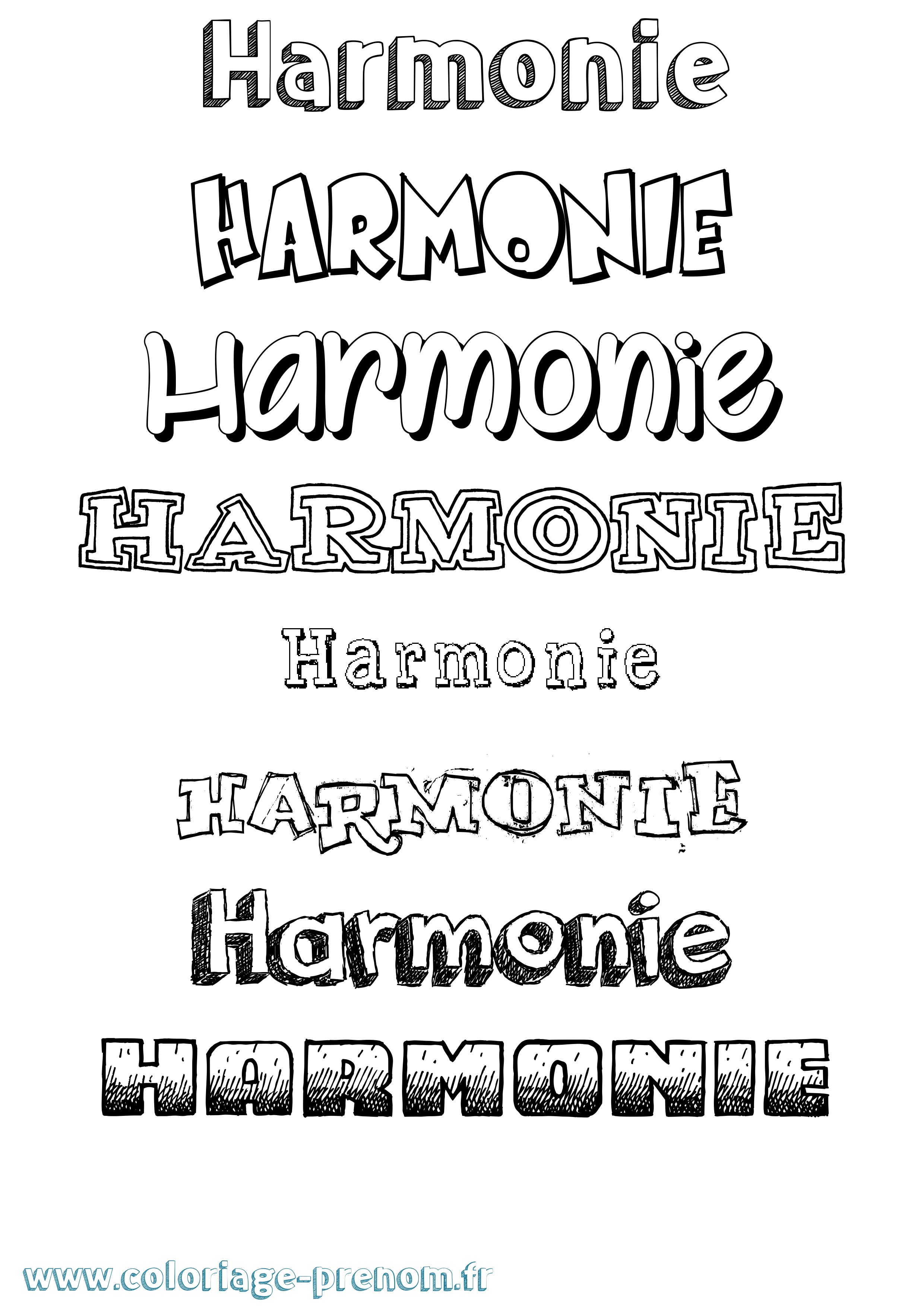 Coloriage prénom Harmonie Dessiné