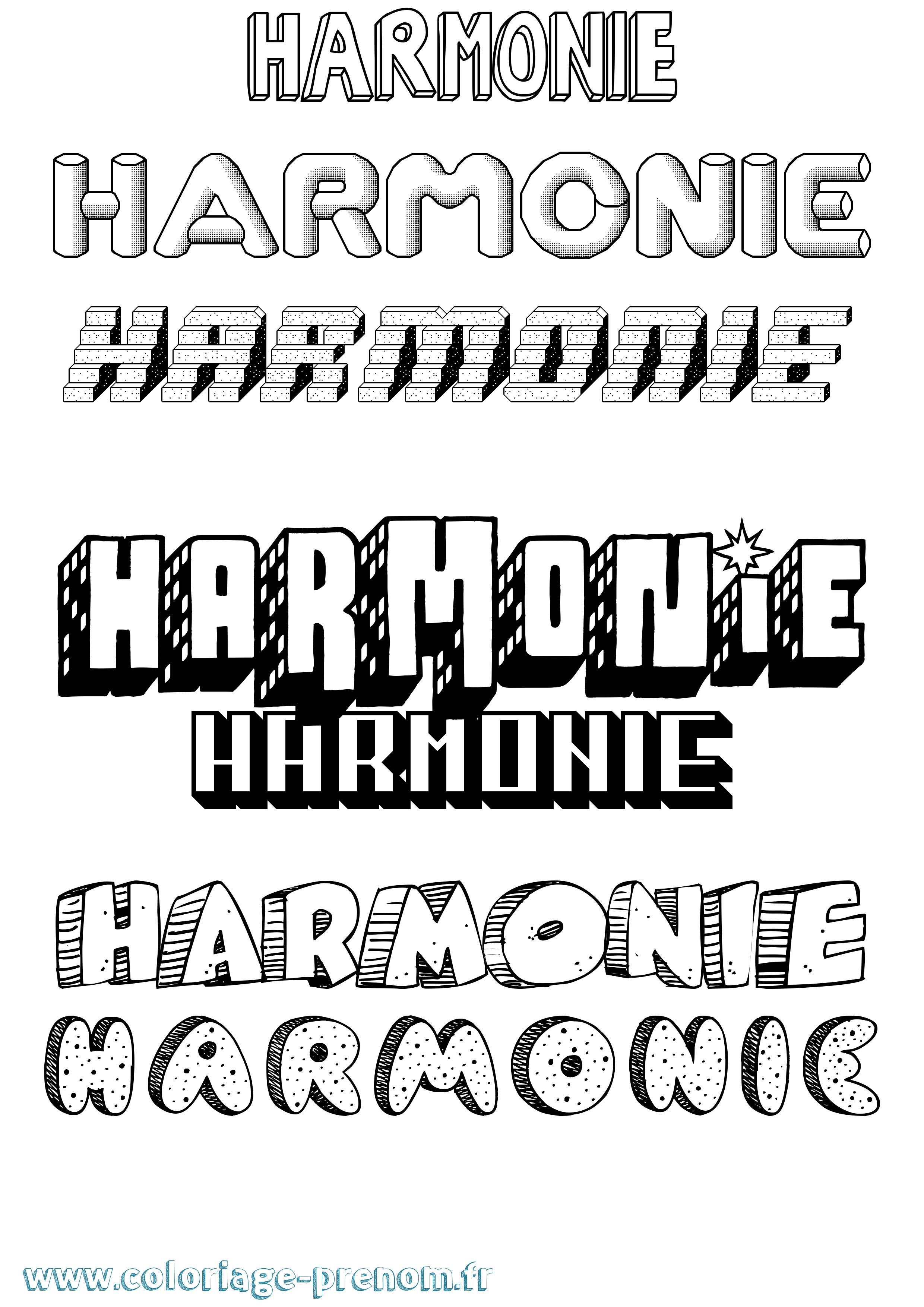 Coloriage prénom Harmonie Effet 3D