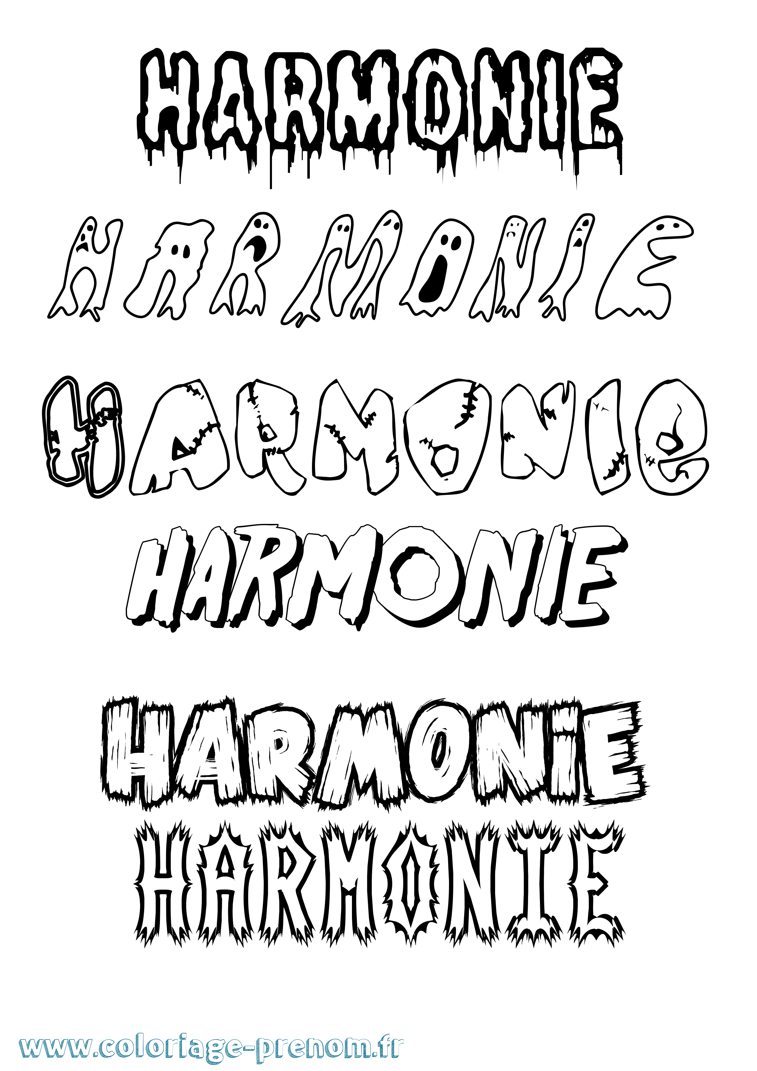 Coloriage prénom Harmonie Frisson