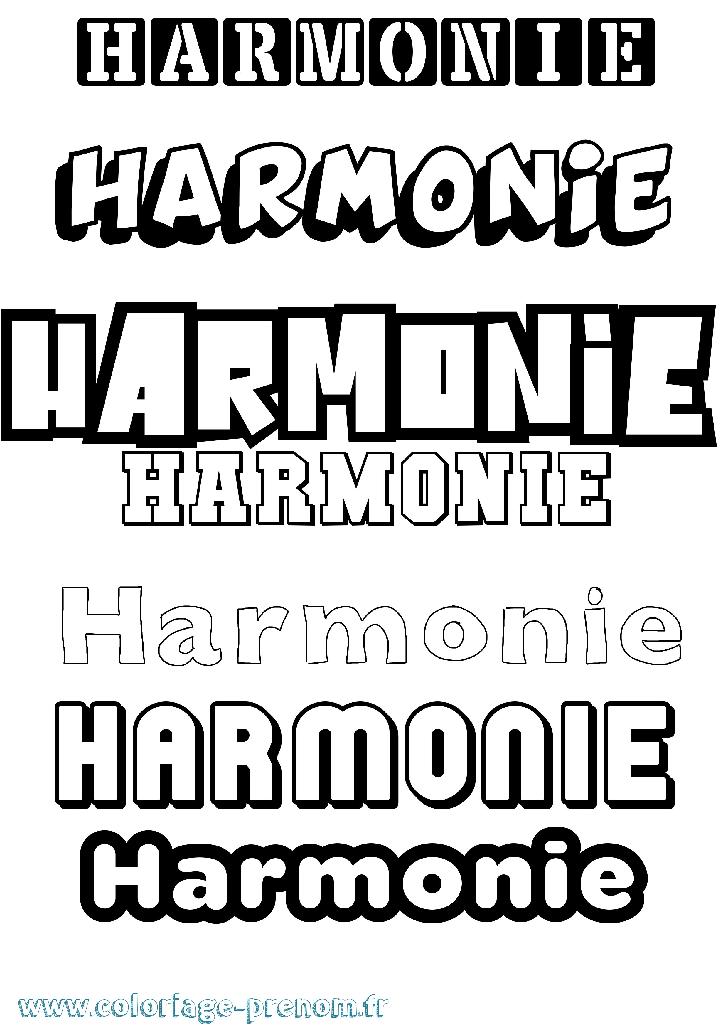 Coloriage prénom Harmonie Simple