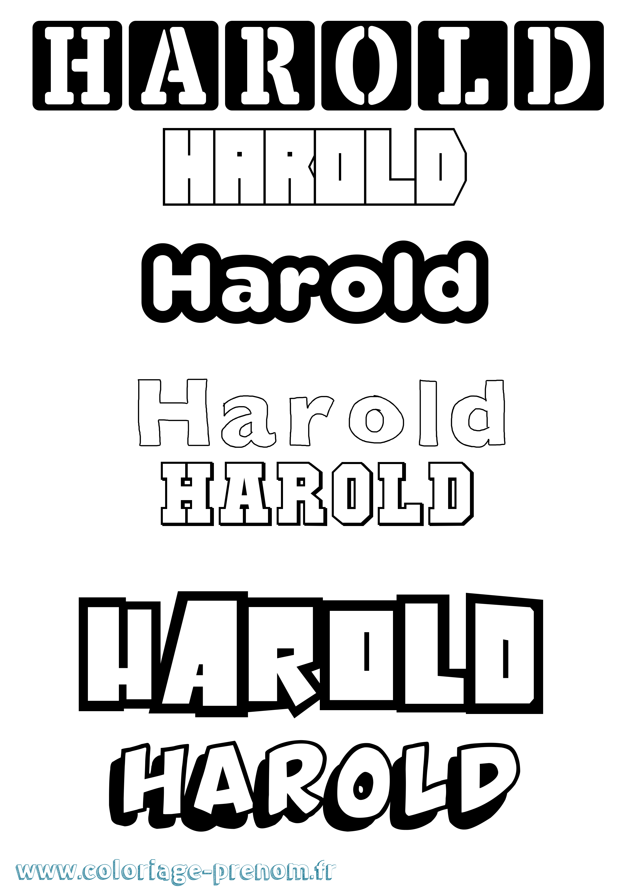 Coloriage Harold Coloriage prénom Harold