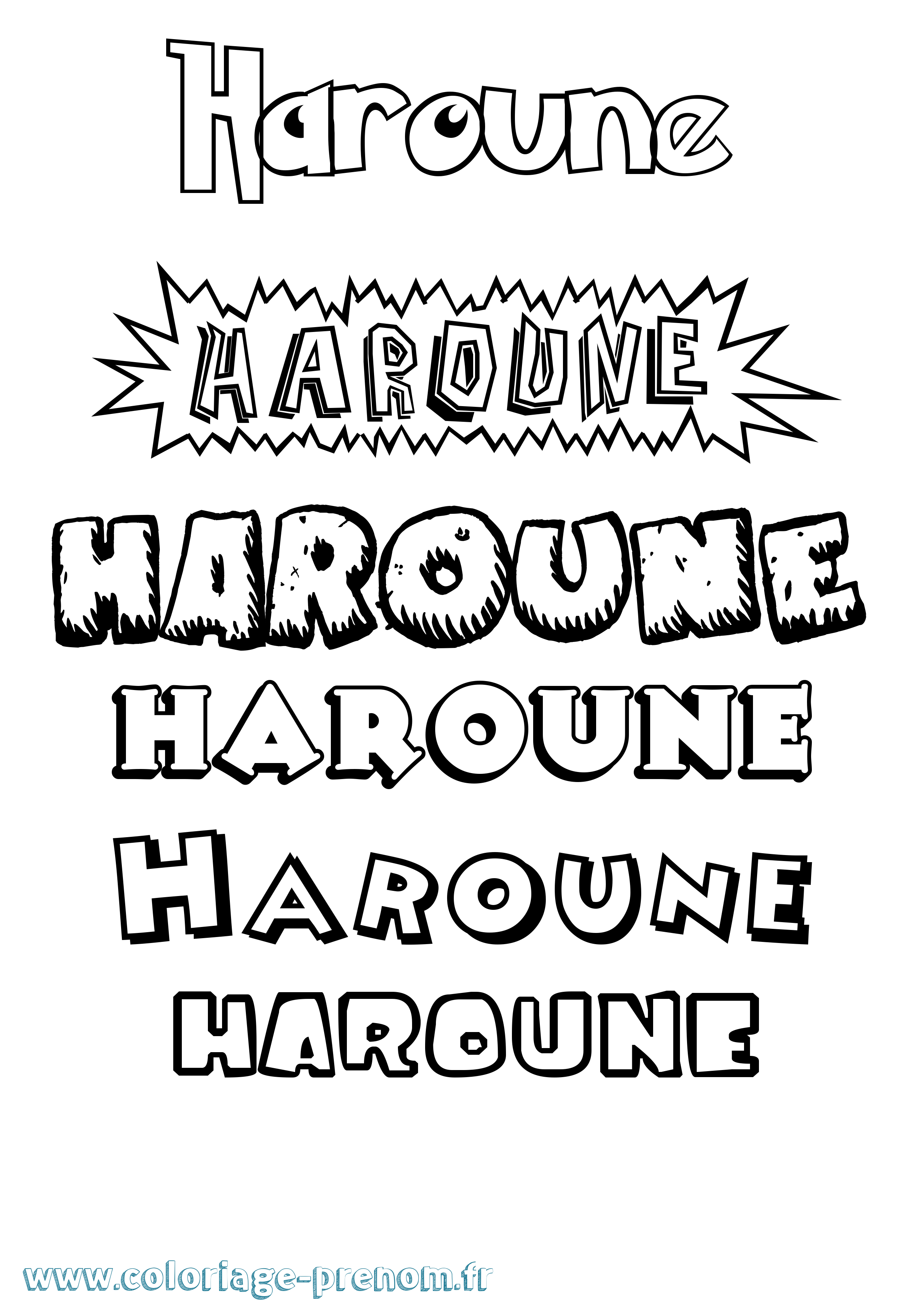 Coloriage prénom Haroune Dessin Animé