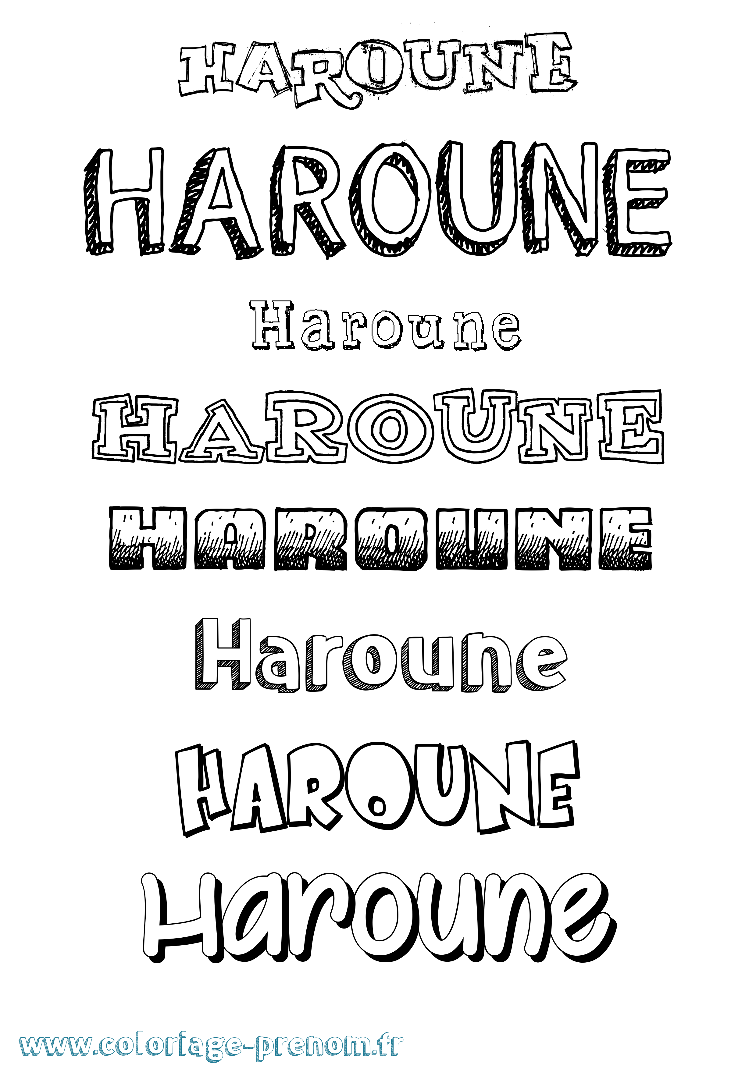 Coloriage prénom Haroune Dessiné