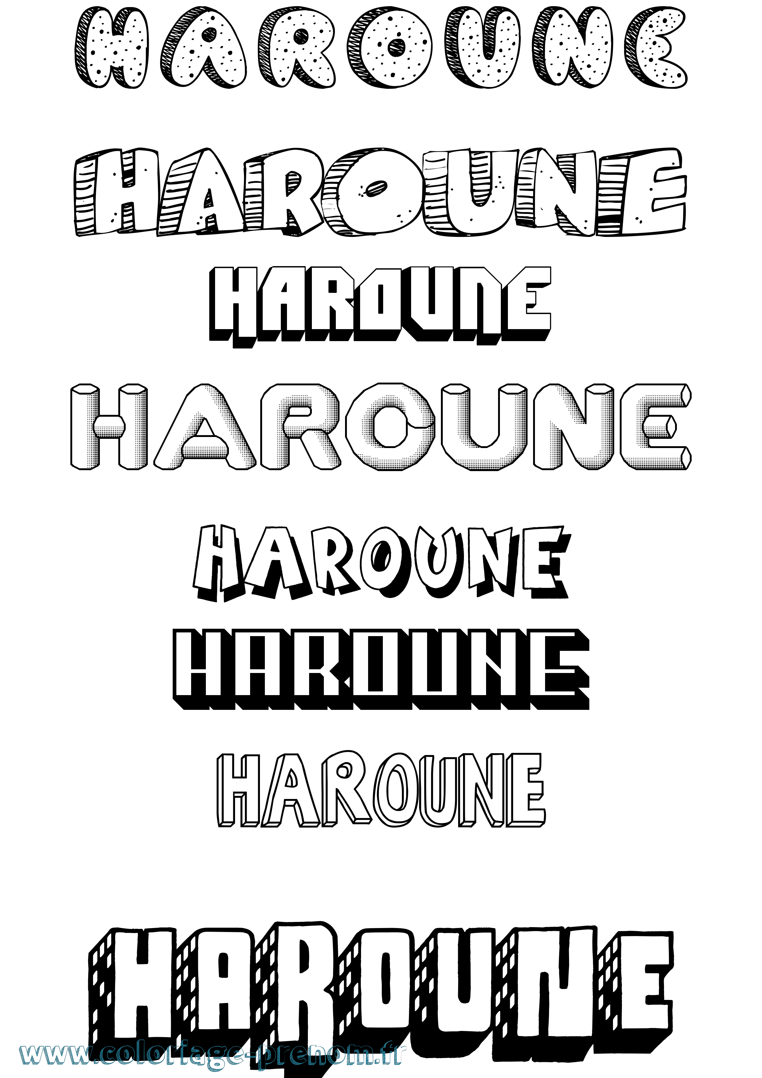 Coloriage prénom Haroune Effet 3D
