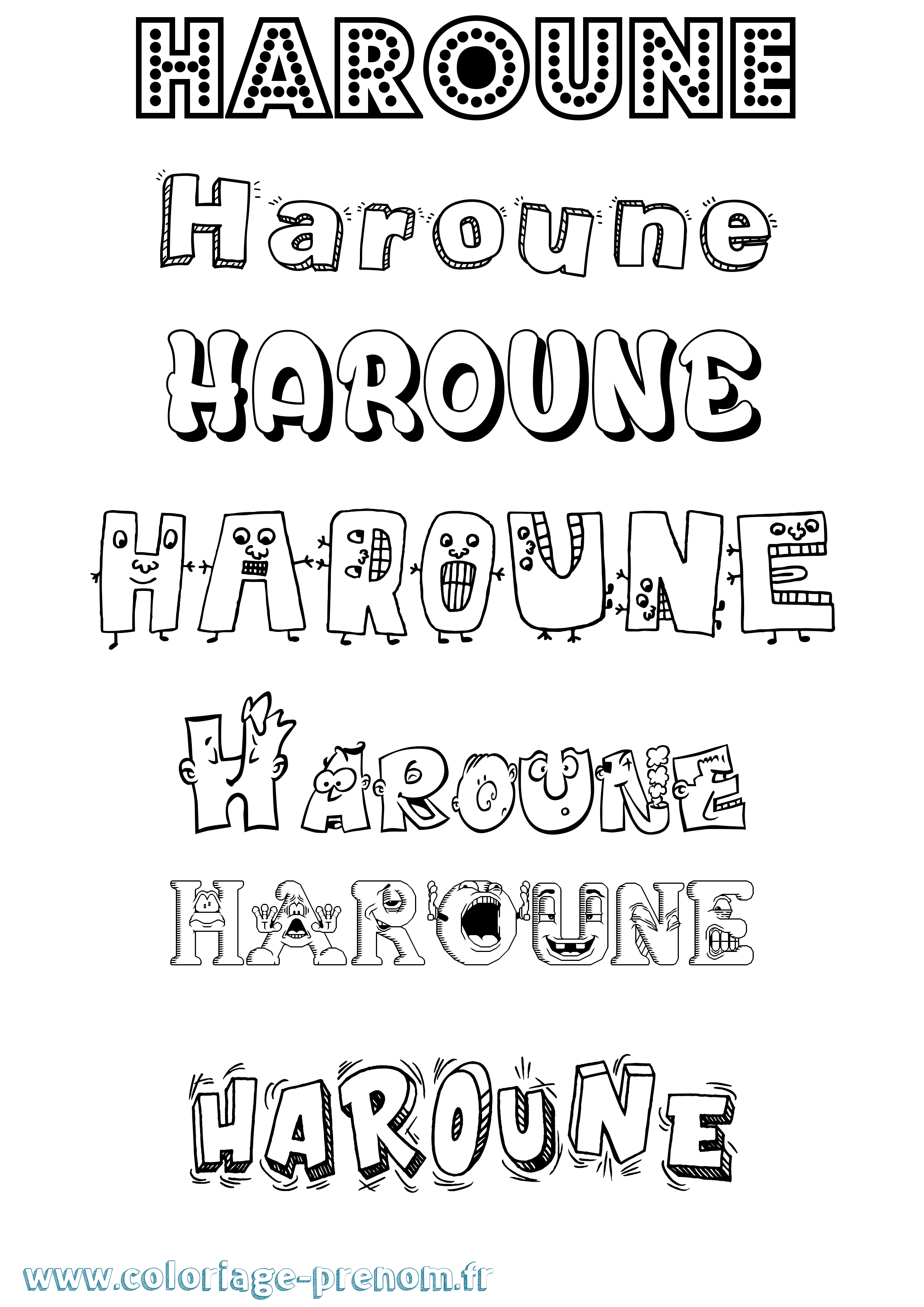 Coloriage prénom Haroune Fun