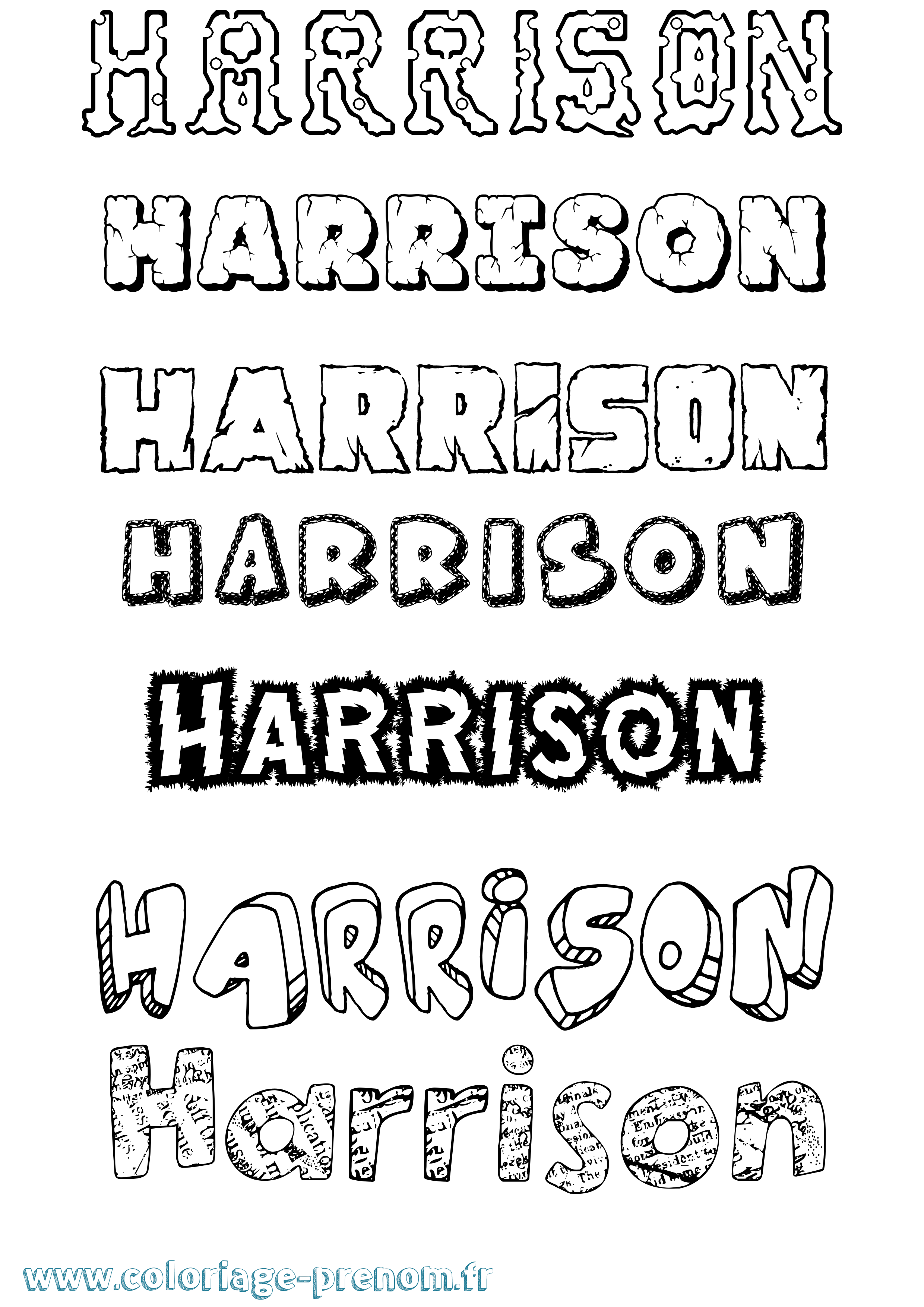 Coloriage prénom Harrison Destructuré