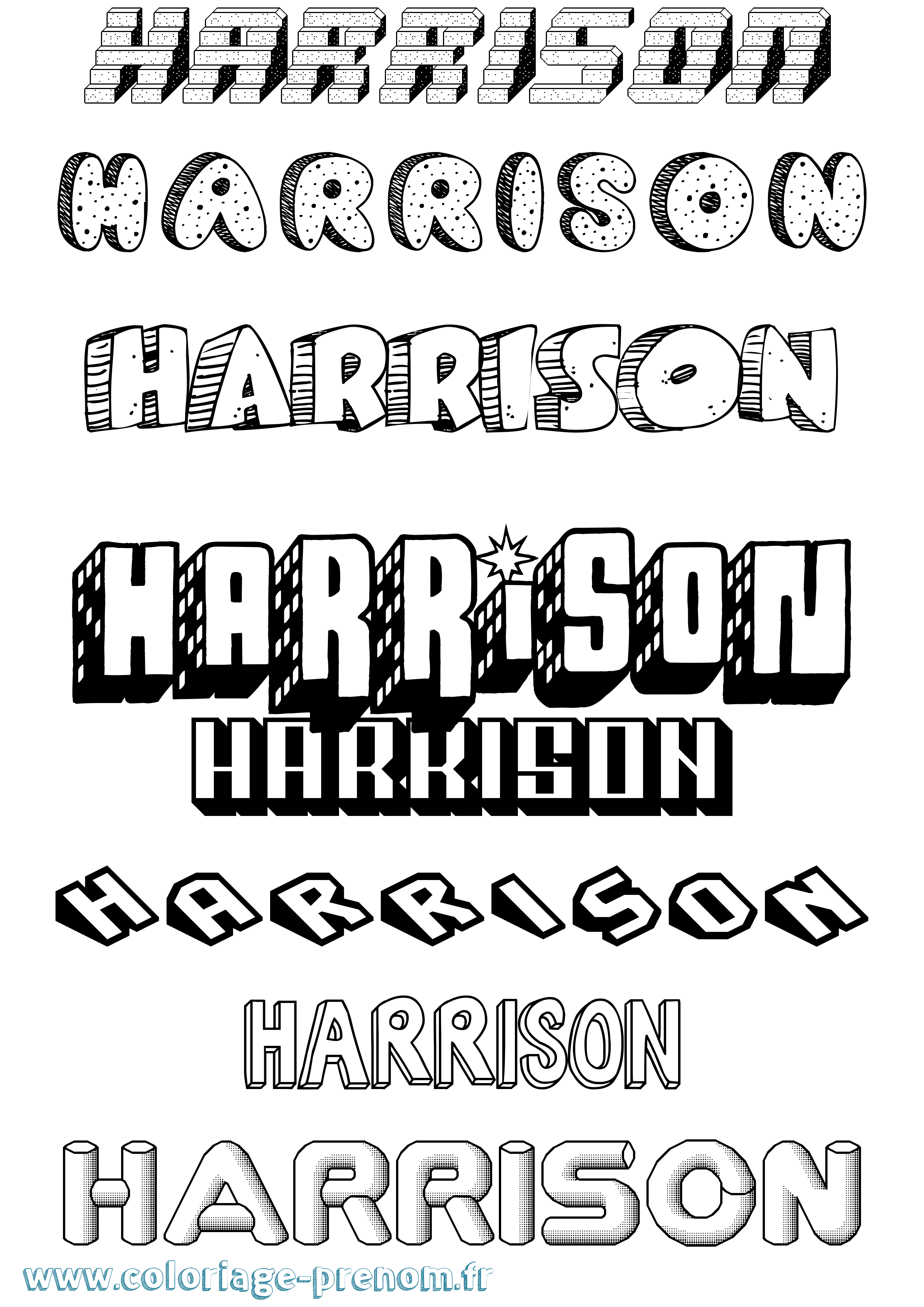 Coloriage prénom Harrison Effet 3D
