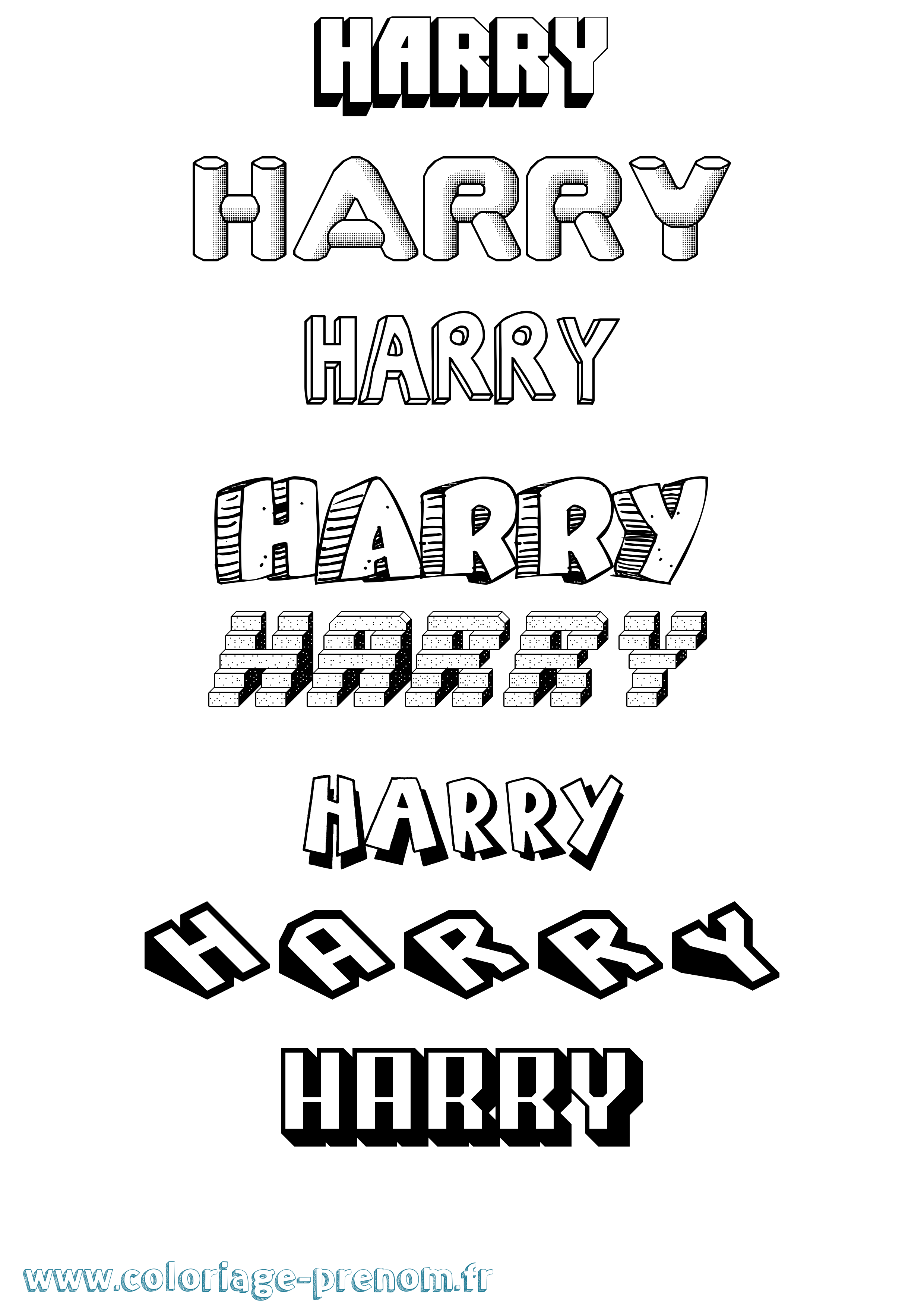 Coloriage prénom Harry Effet 3D