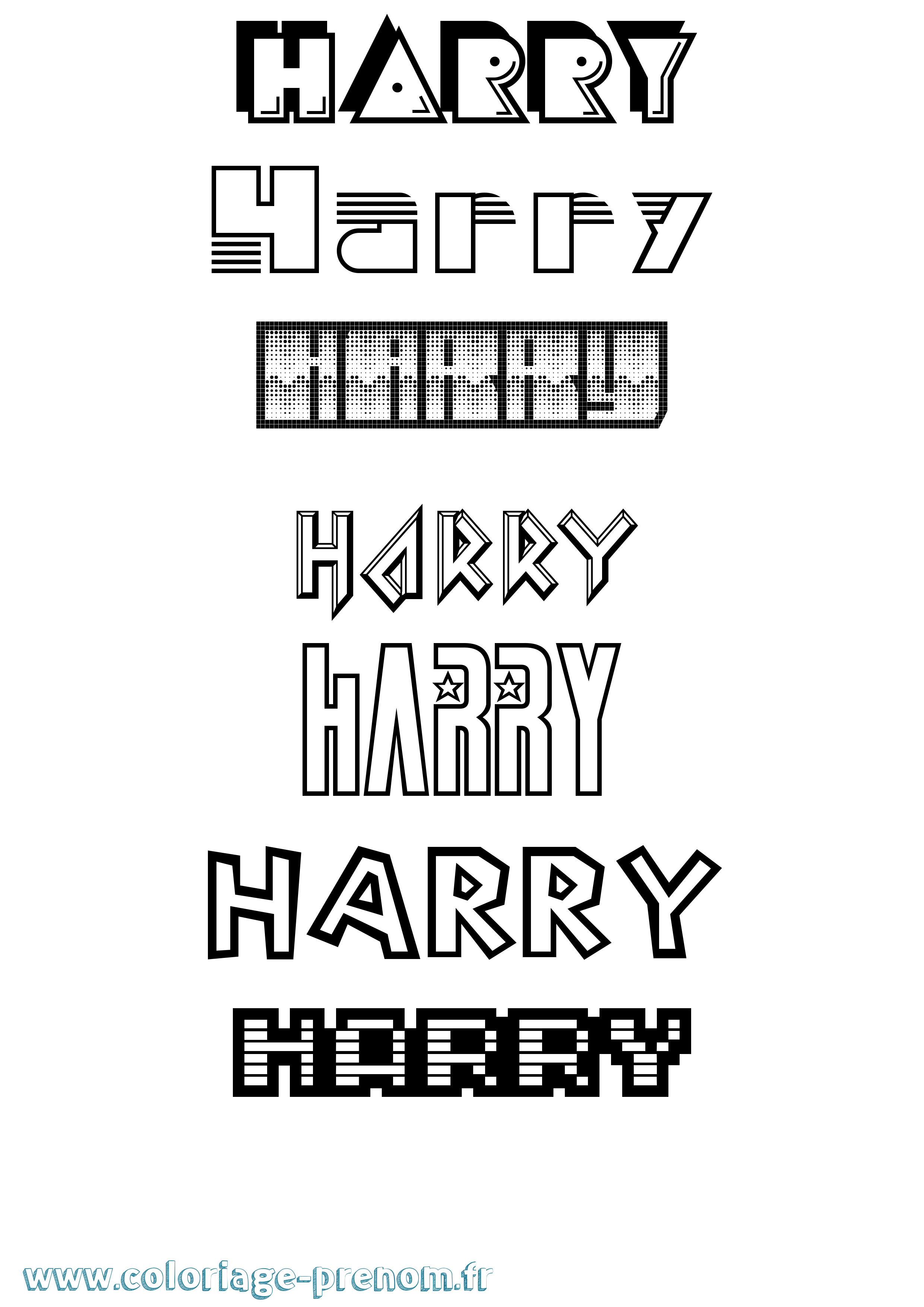 Coloriage prénom Harry Jeux Vidéos