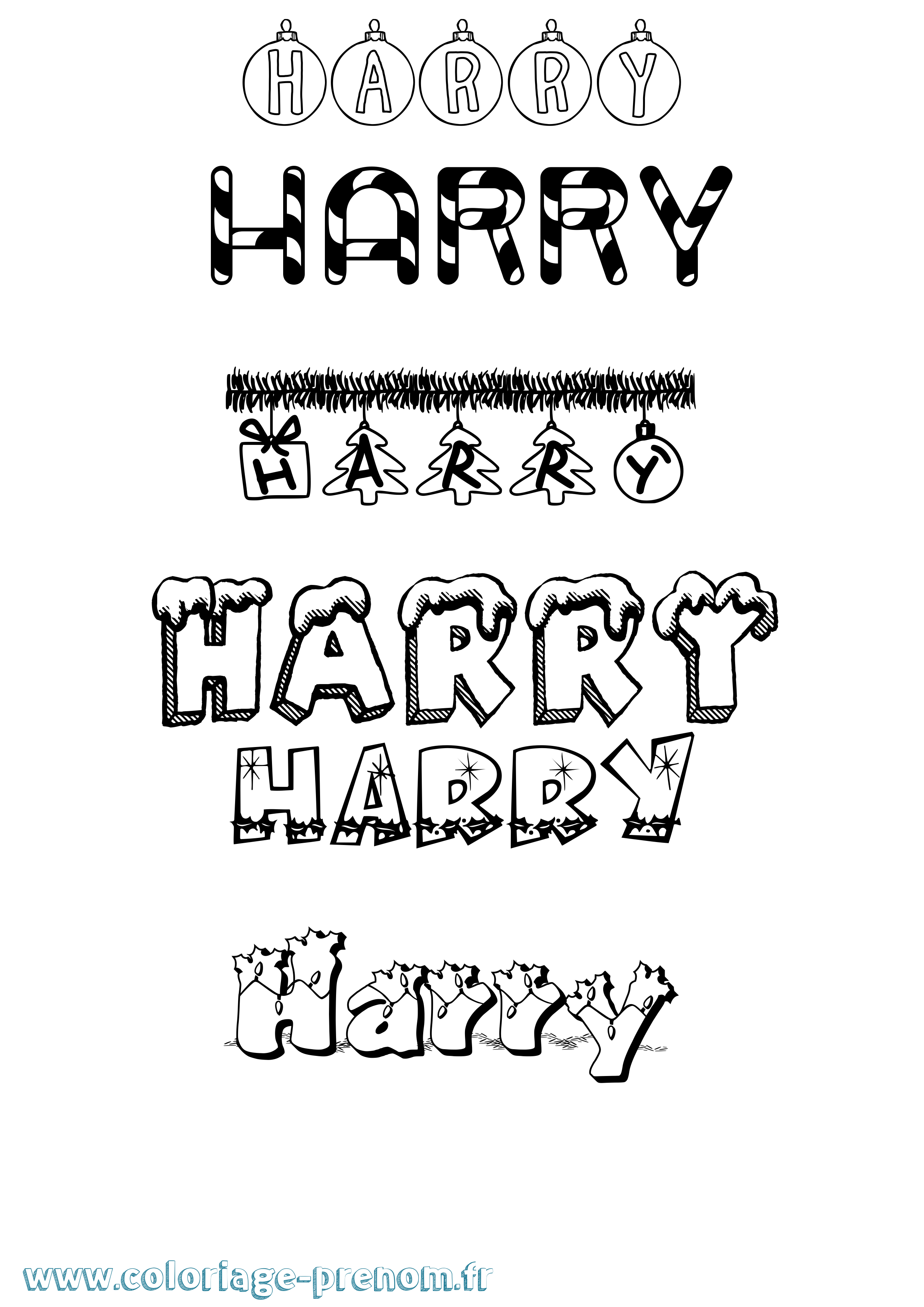 Coloriage prénom Harry Noël