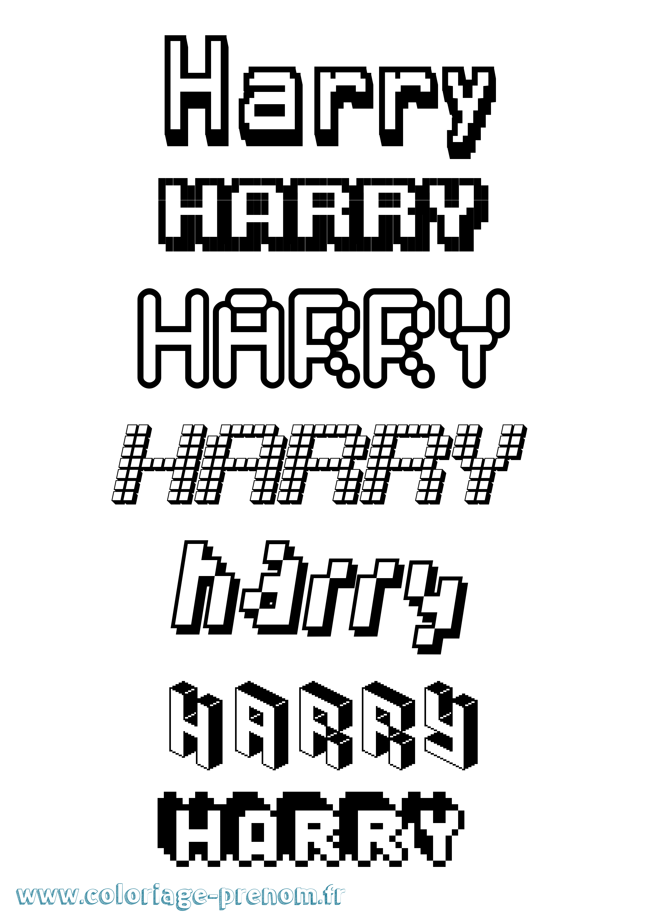 Coloriage prénom Harry Pixel