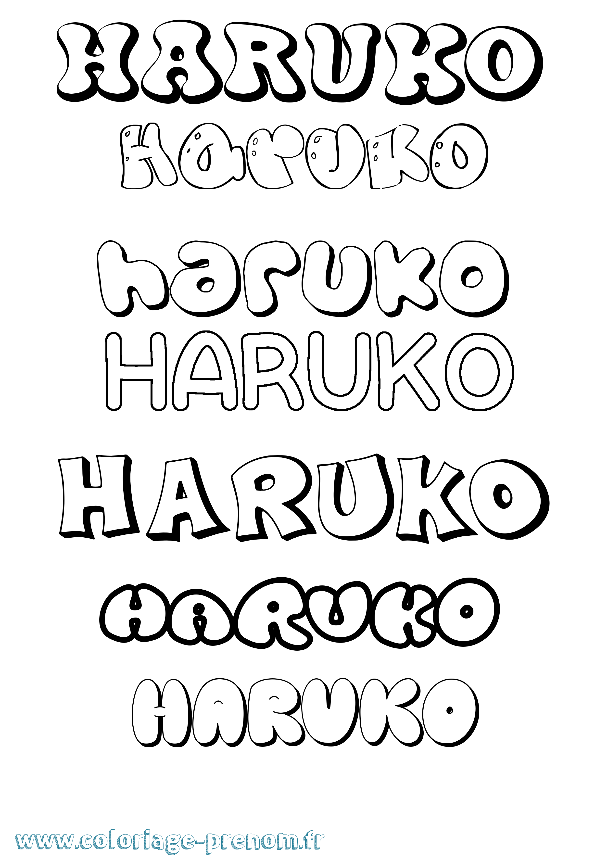 Coloriage prénom Haruko Bubble