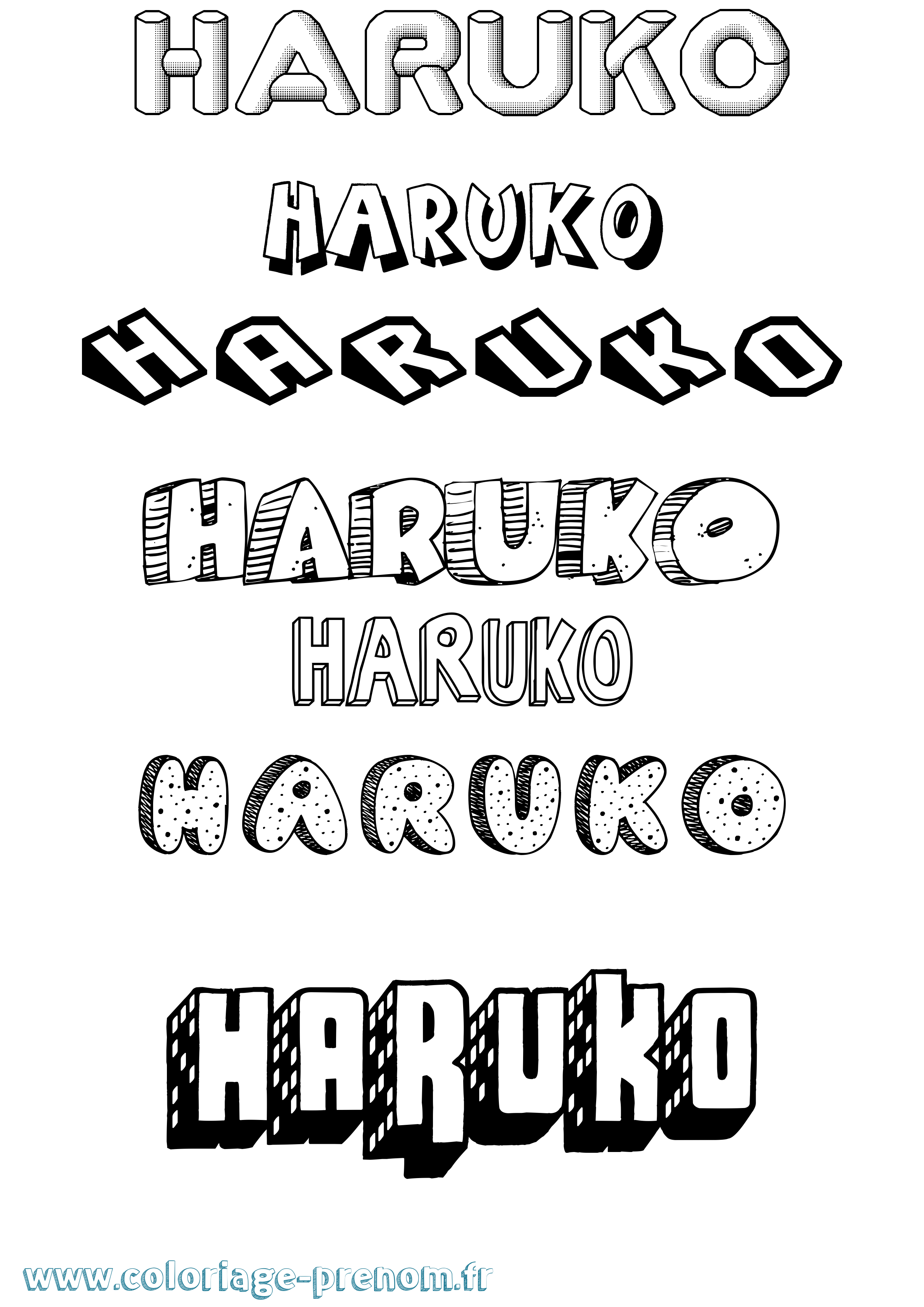 Coloriage prénom Haruko Effet 3D