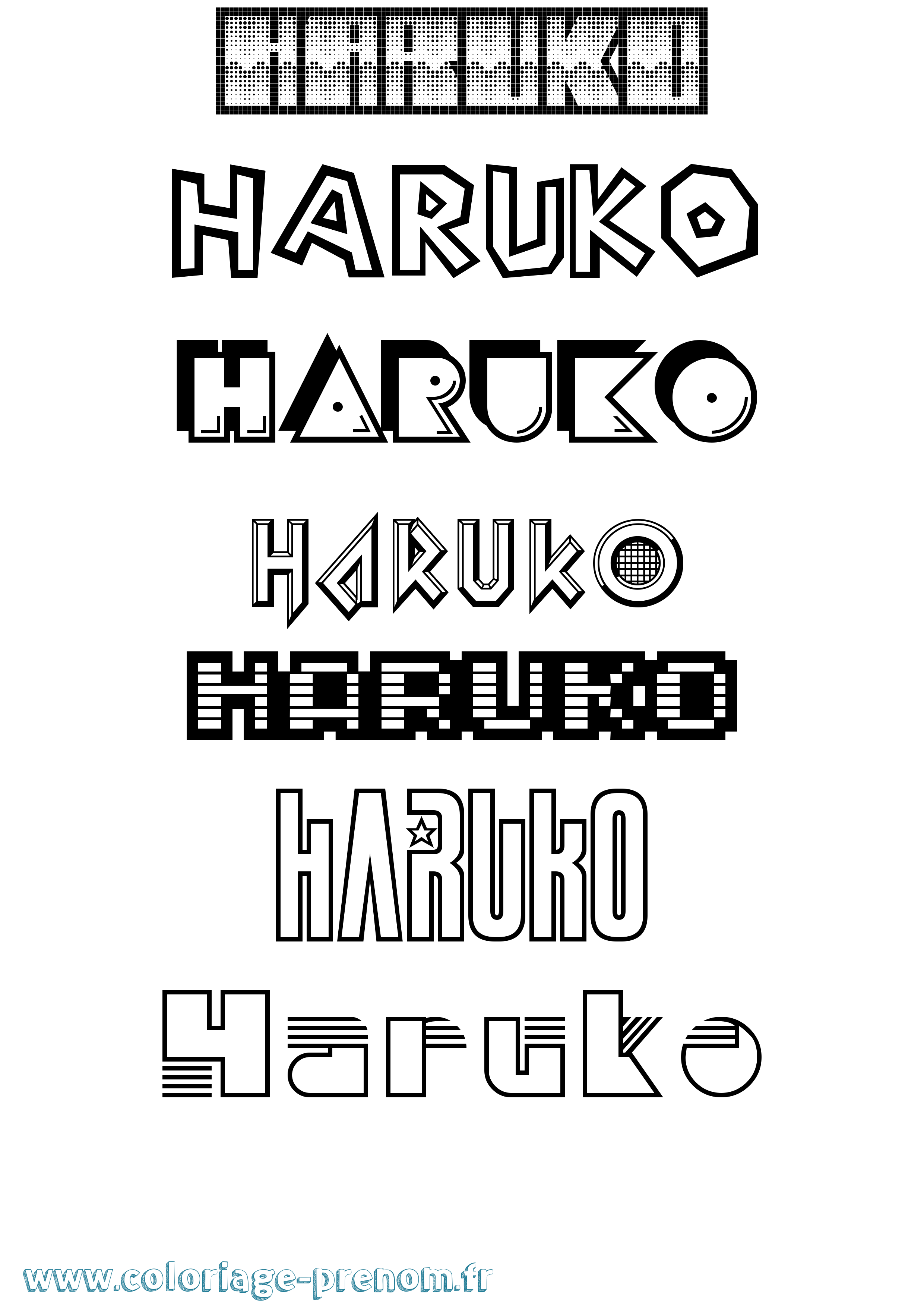 Coloriage prénom Haruko Jeux Vidéos