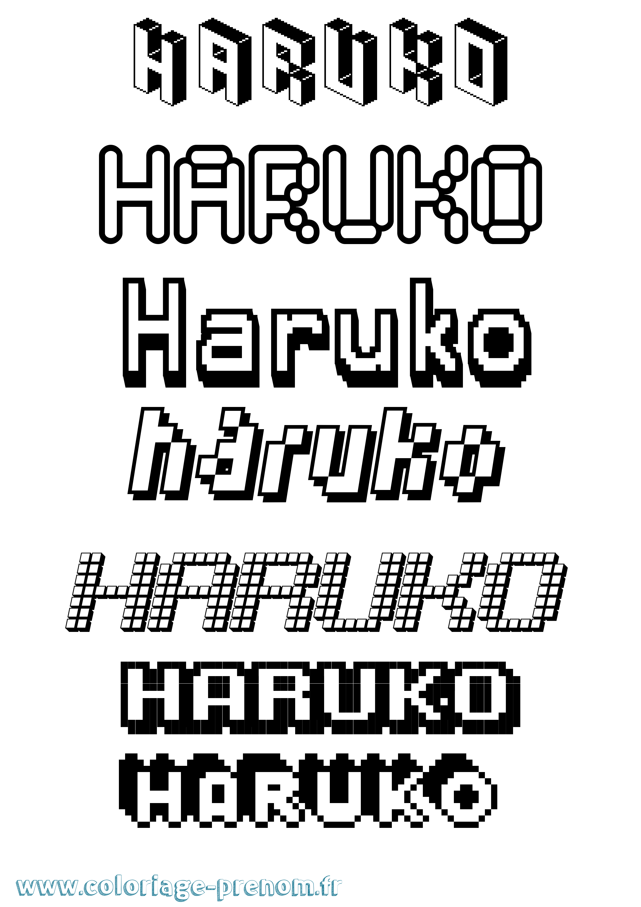 Coloriage prénom Haruko Pixel