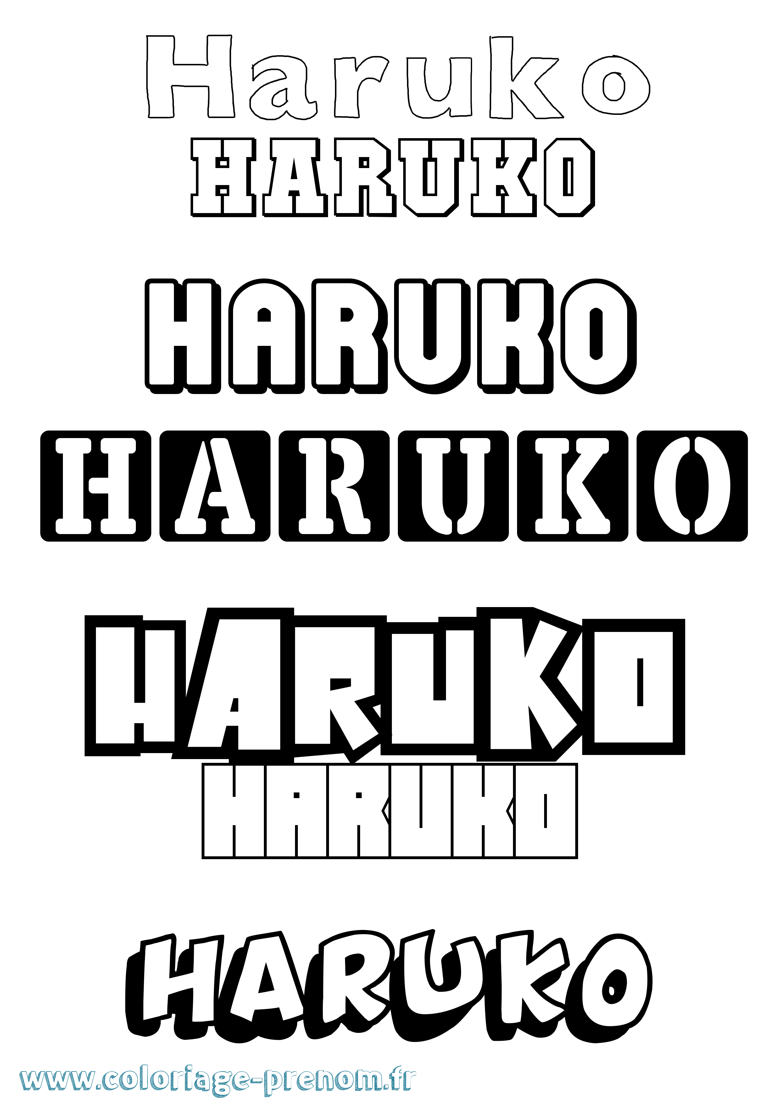 Coloriage prénom Haruko Simple