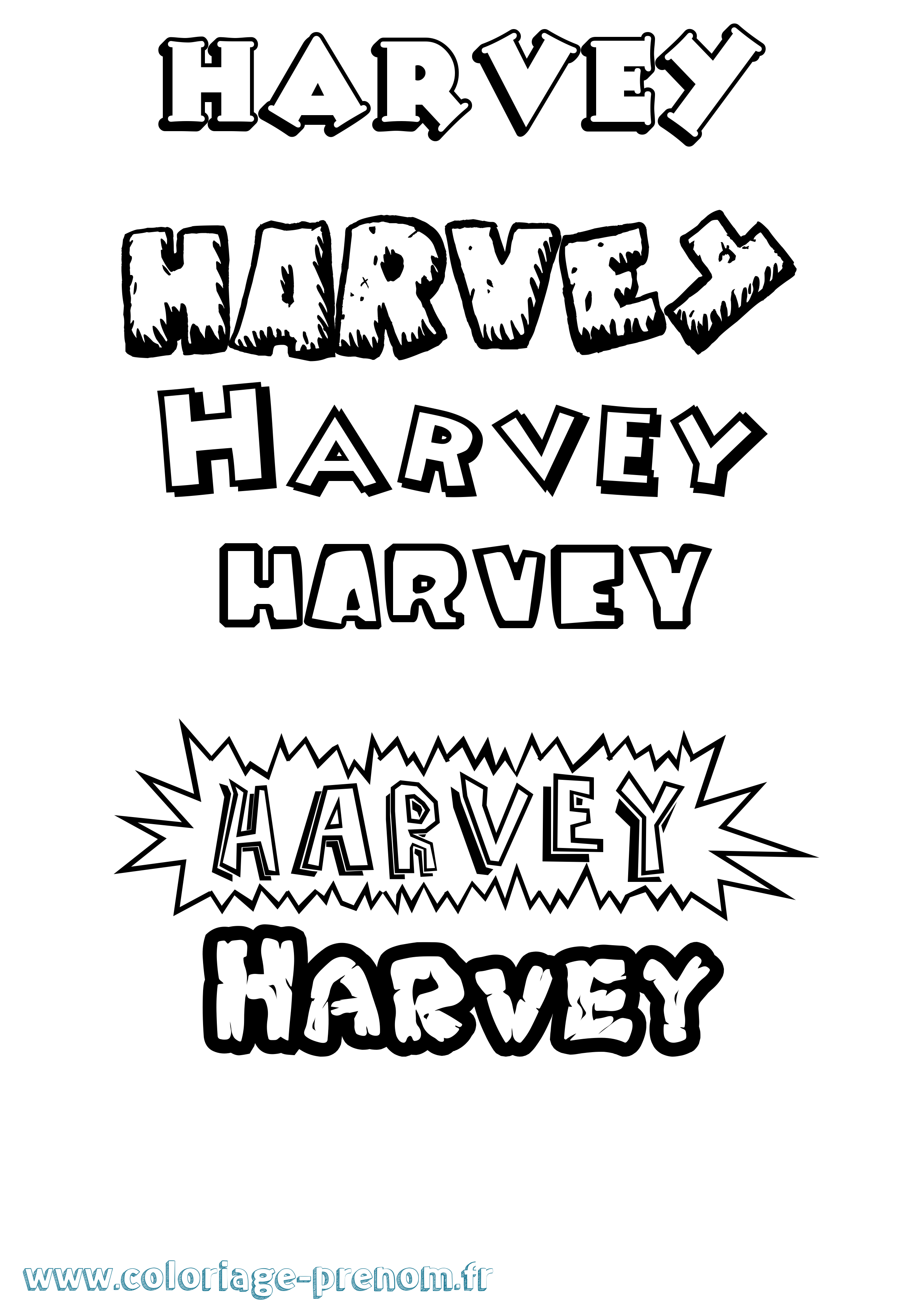Coloriage prénom Harvey Dessin Animé