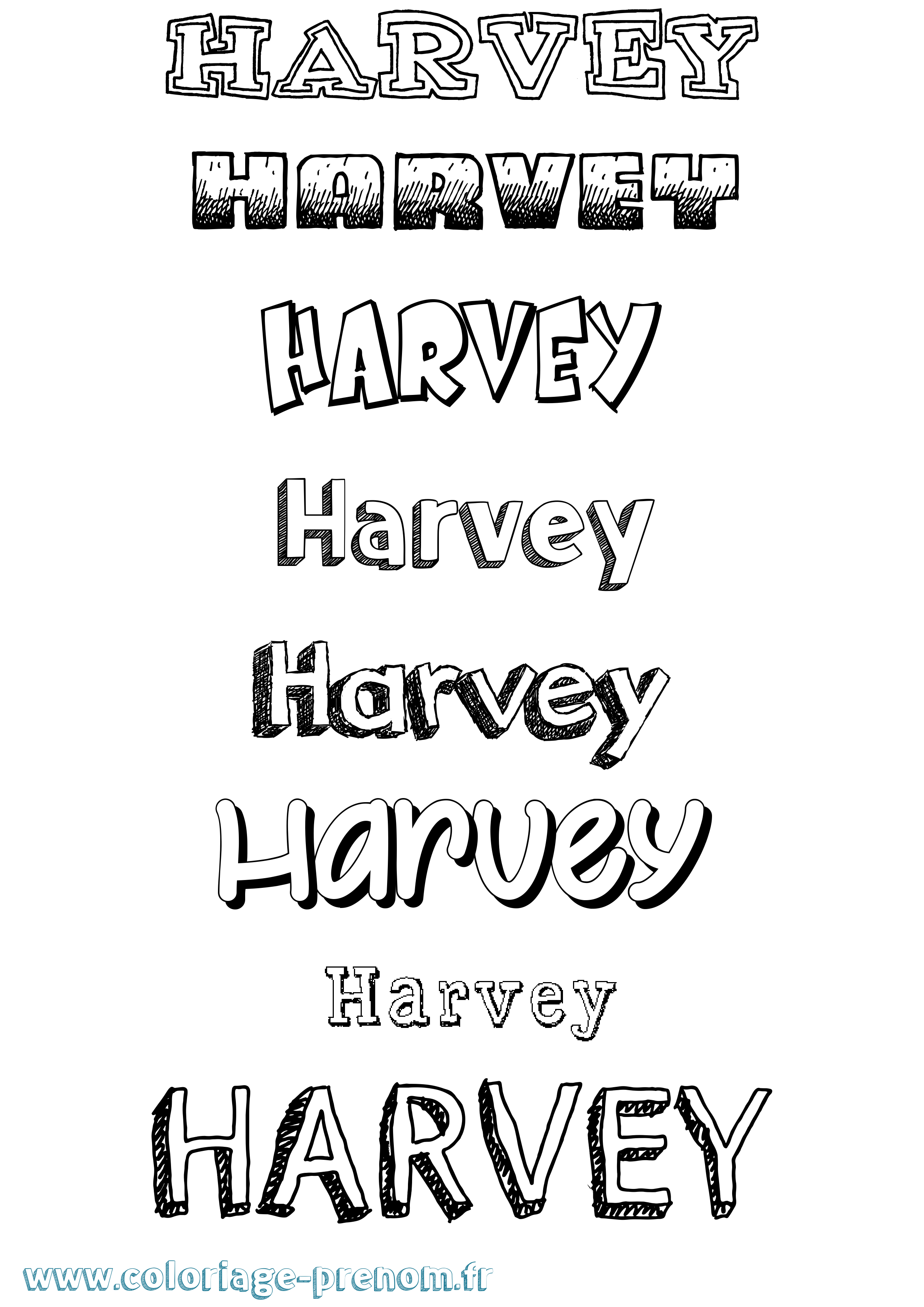 Coloriage prénom Harvey Dessiné