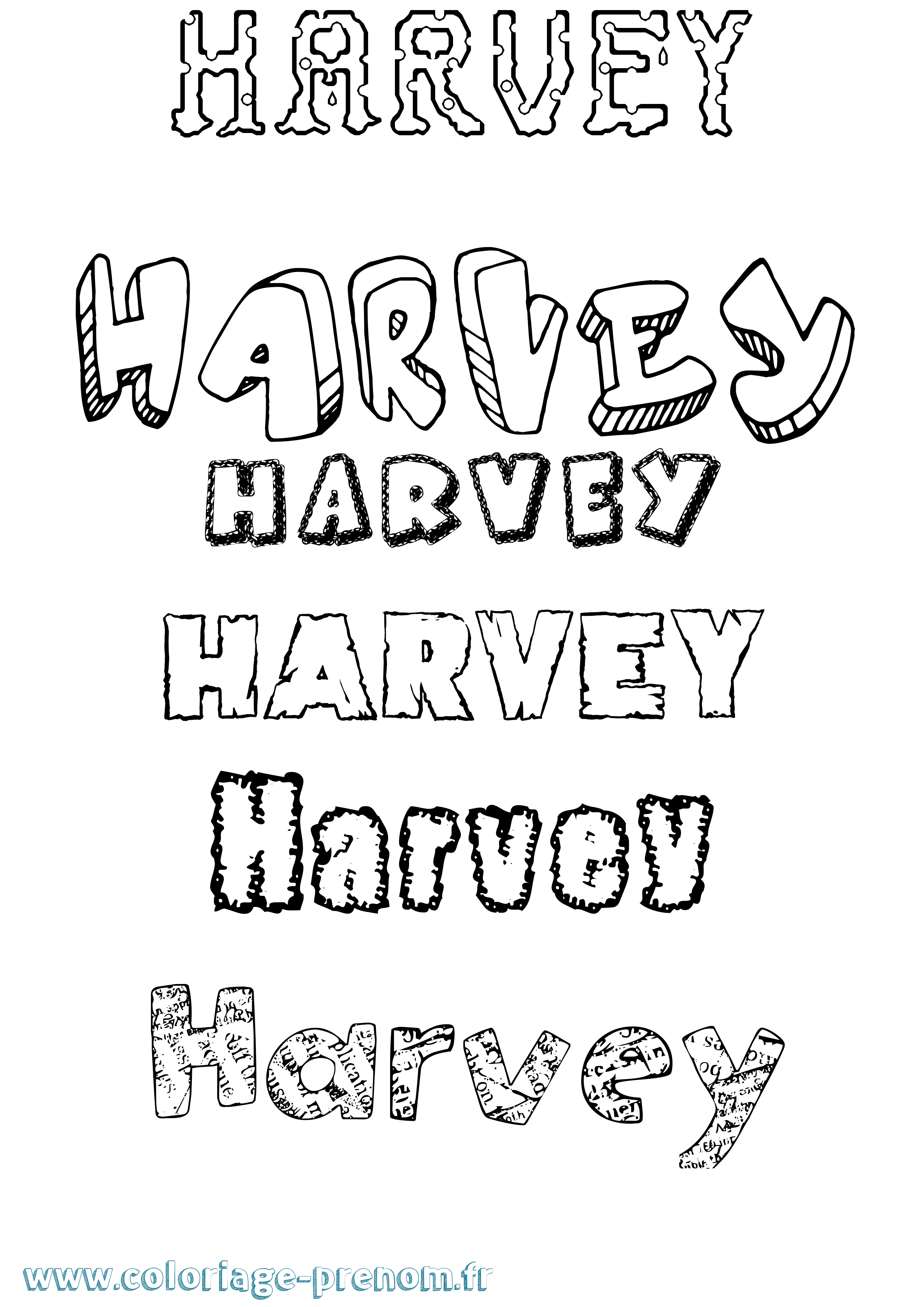 Coloriage prénom Harvey Destructuré