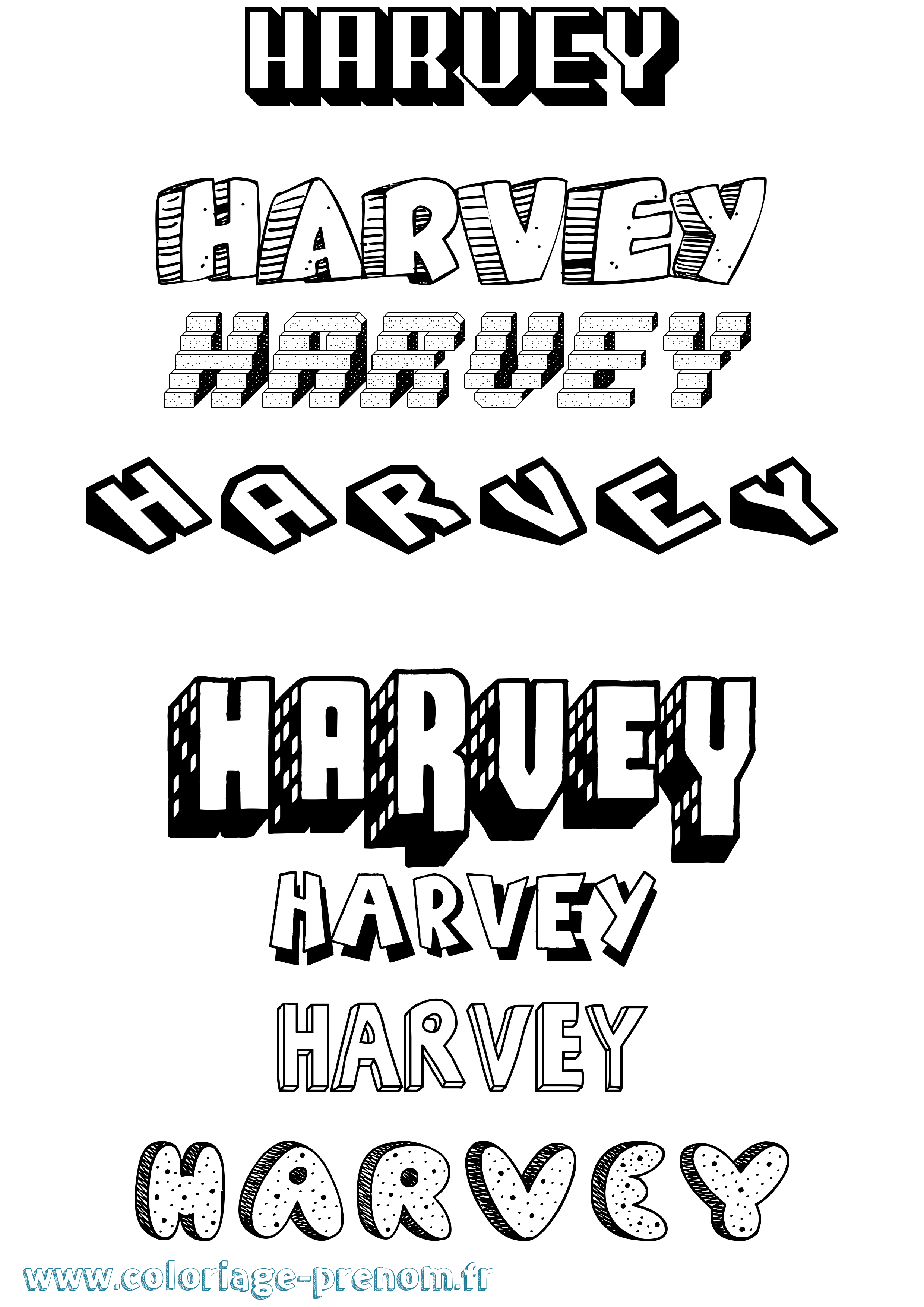 Coloriage prénom Harvey Effet 3D