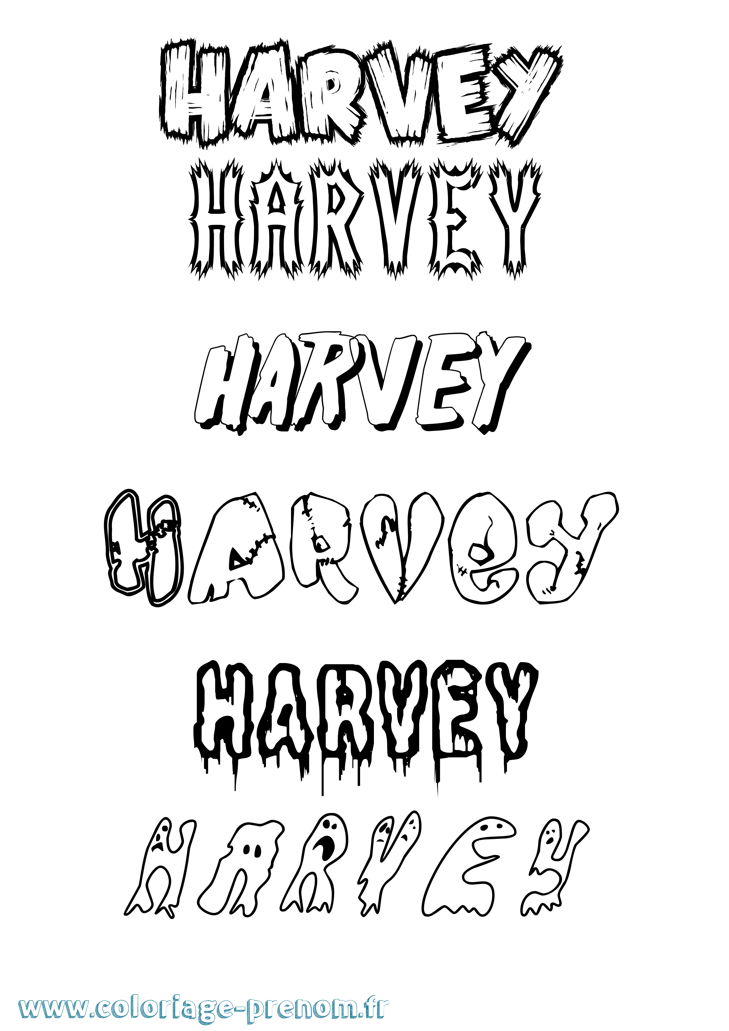 Coloriage prénom Harvey Frisson