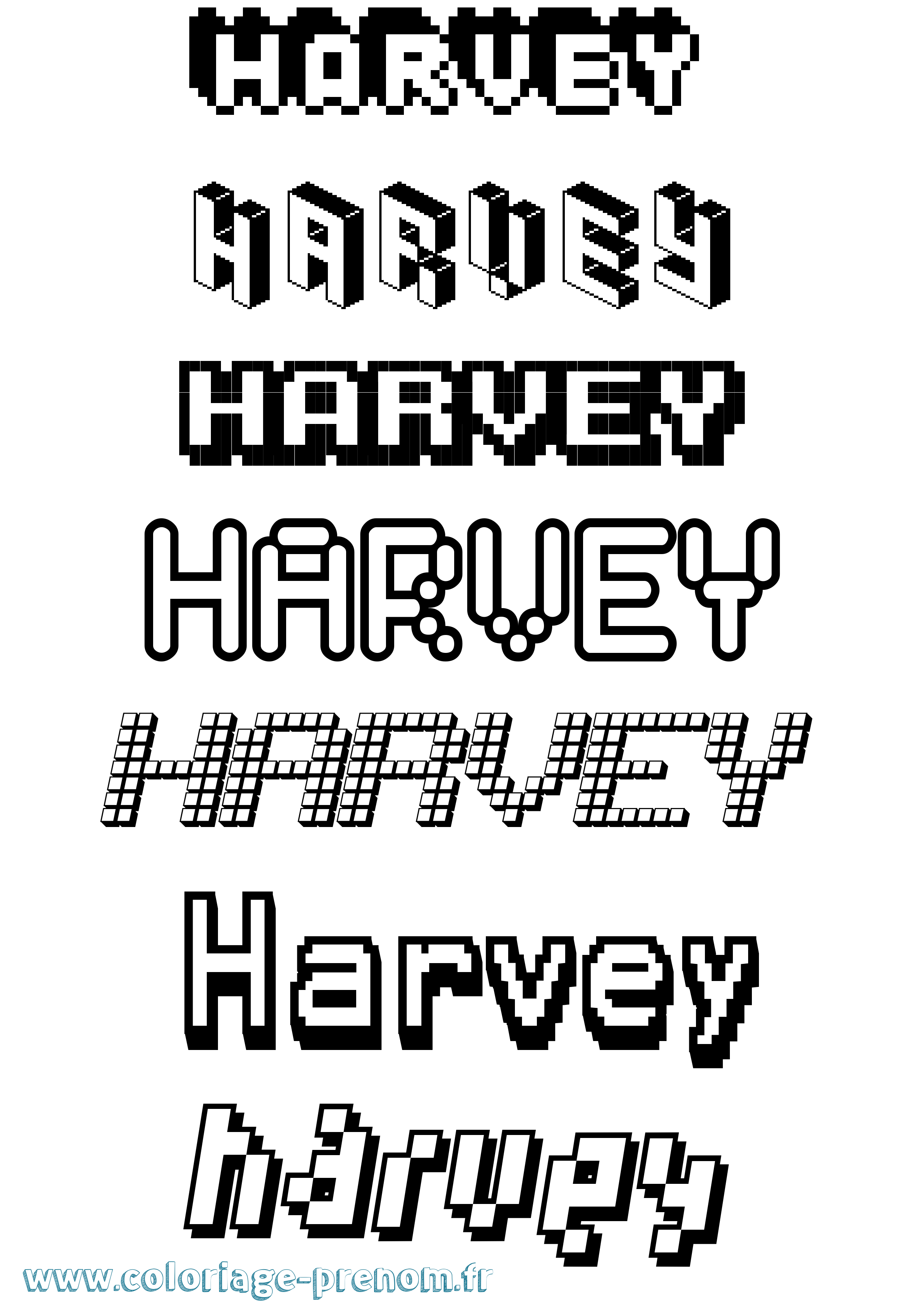 Coloriage prénom Harvey Pixel