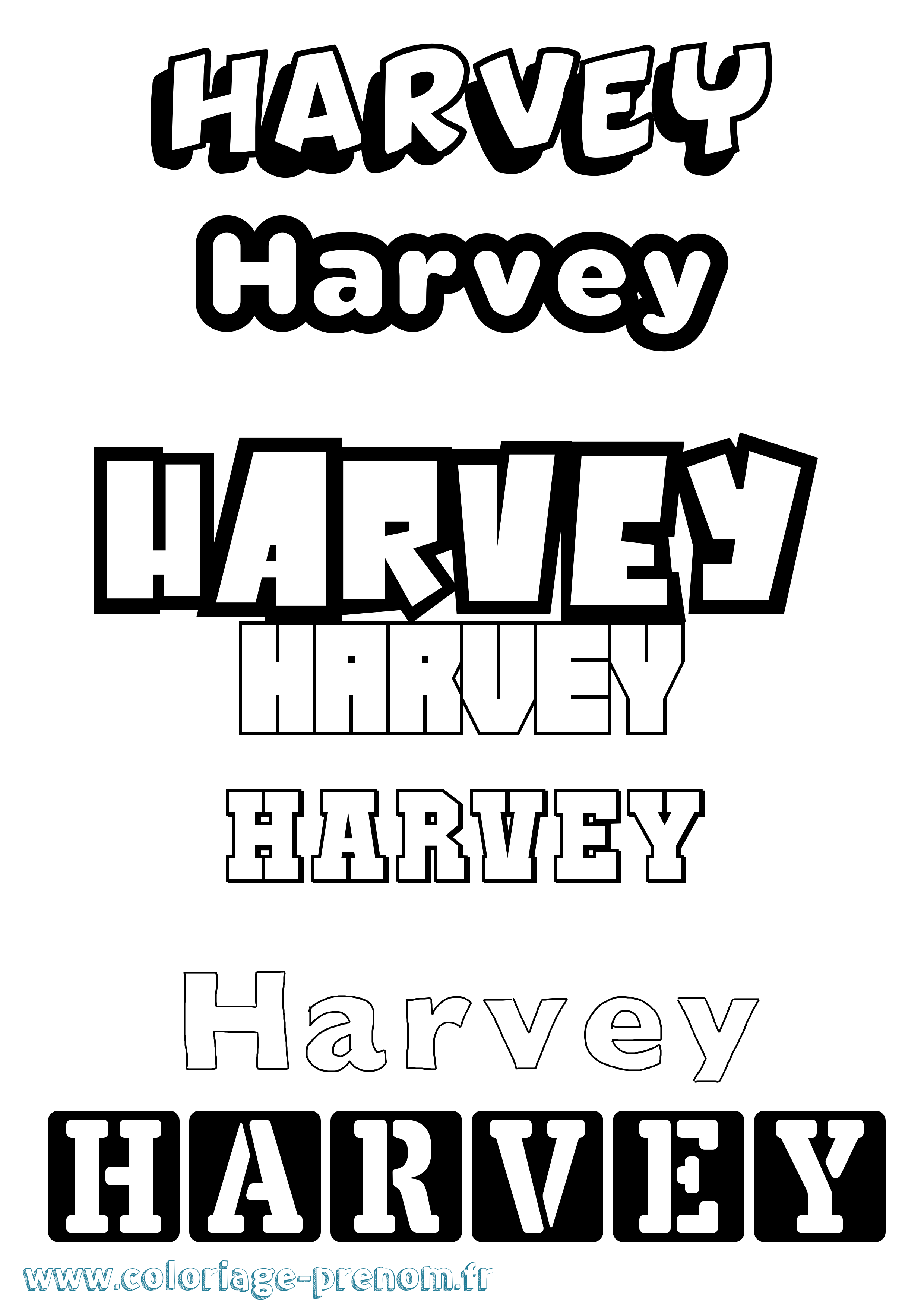 Coloriage prénom Harvey Simple