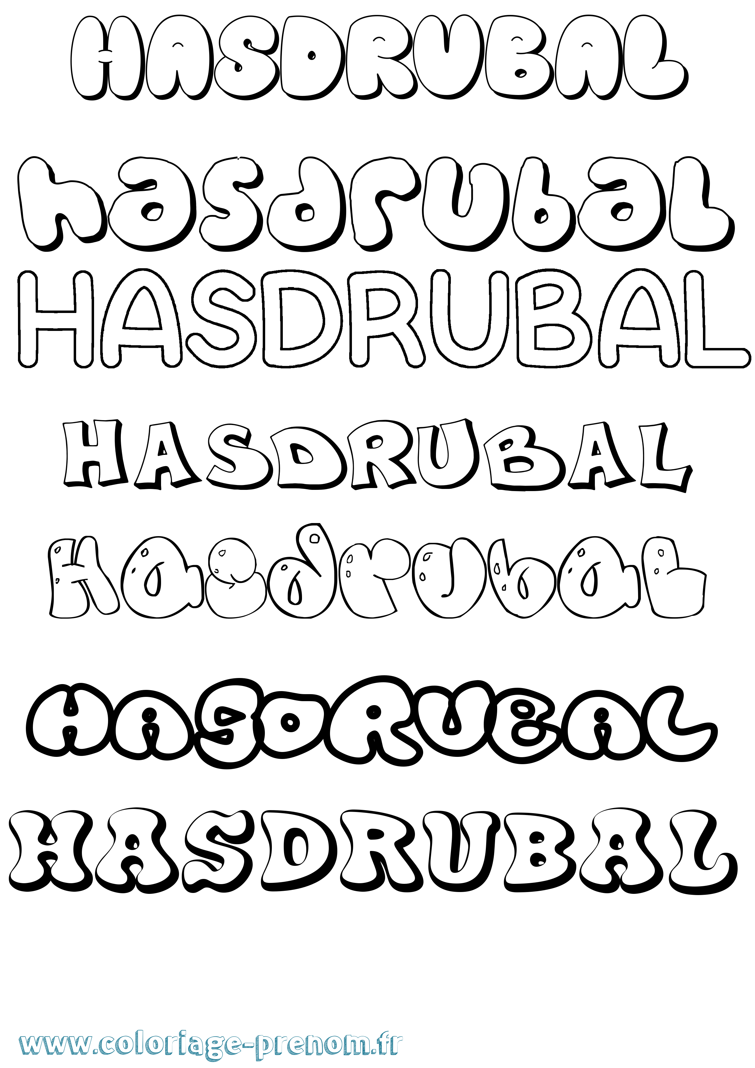 Coloriage Hasdrubal Bubble Coloriage prénom Hasdrubal Bubble