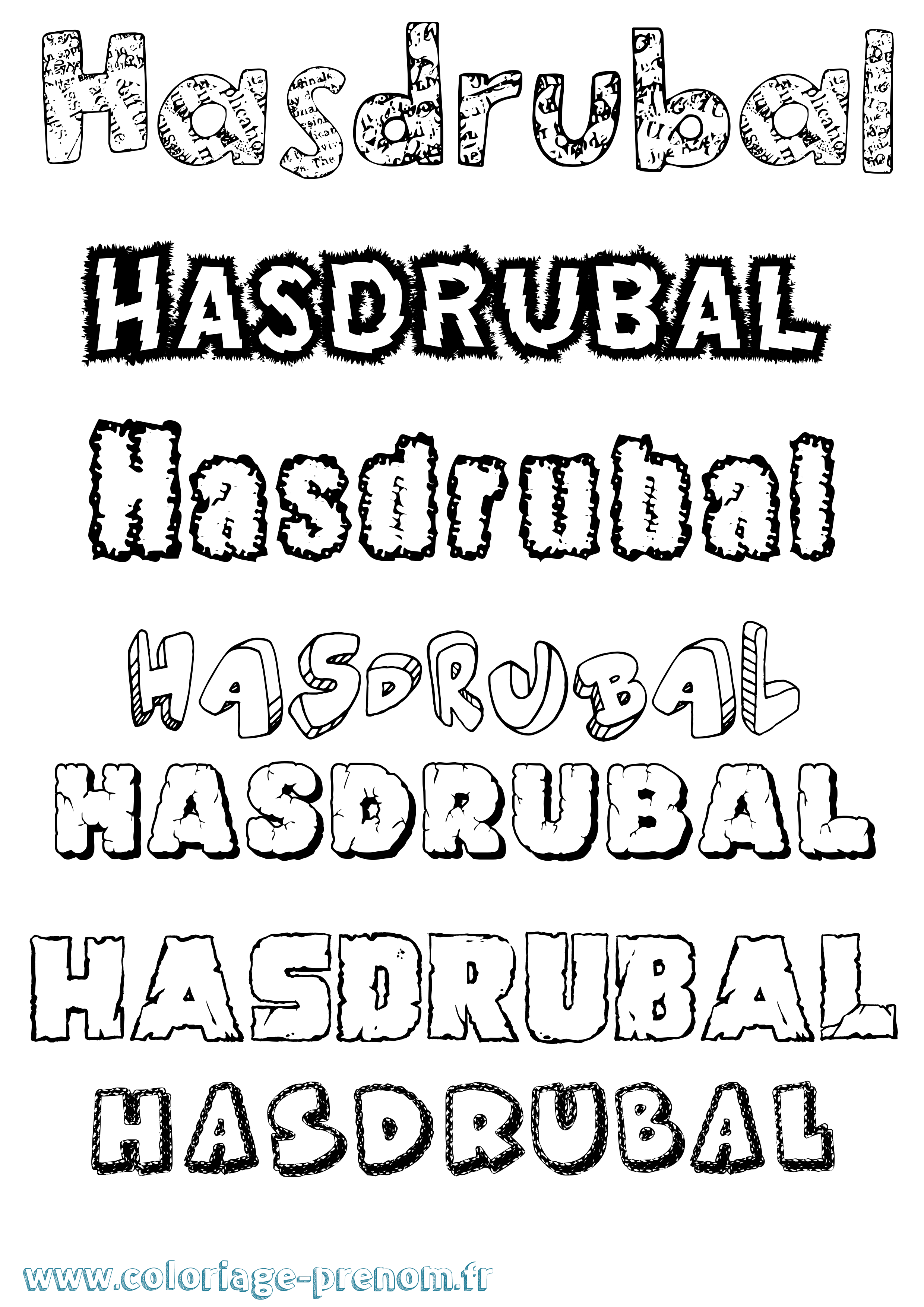 Coloriage Hasdrubal Destructuré Coloriage prénom Hasdrubal Destructuré