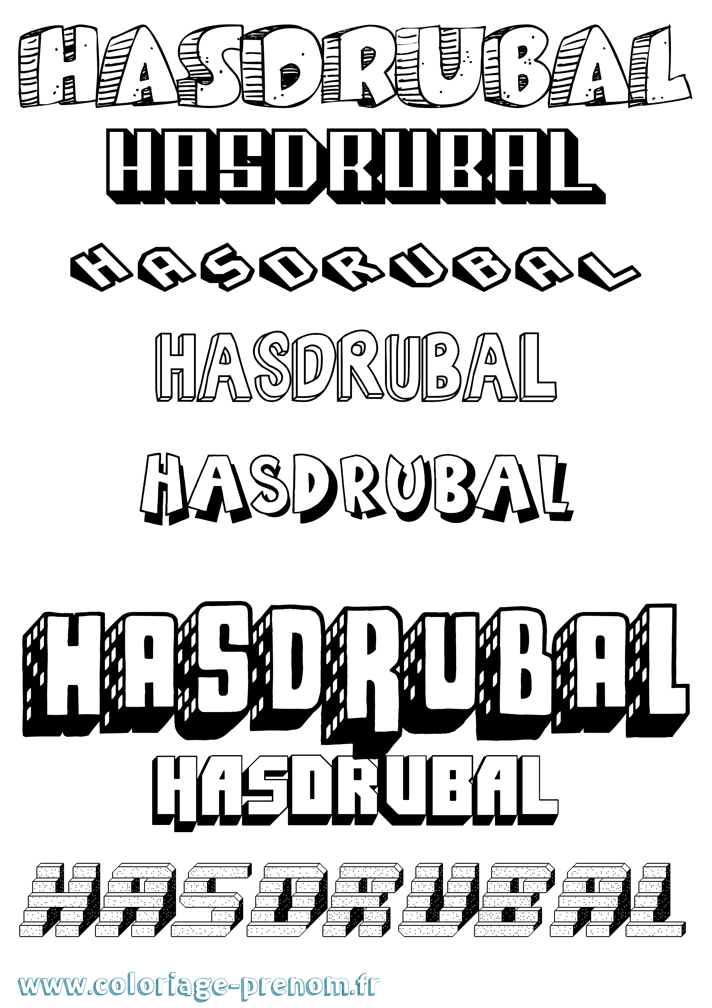 Coloriage Hasdrubal Effet 3D Coloriage prénom Hasdrubal Effet 3D