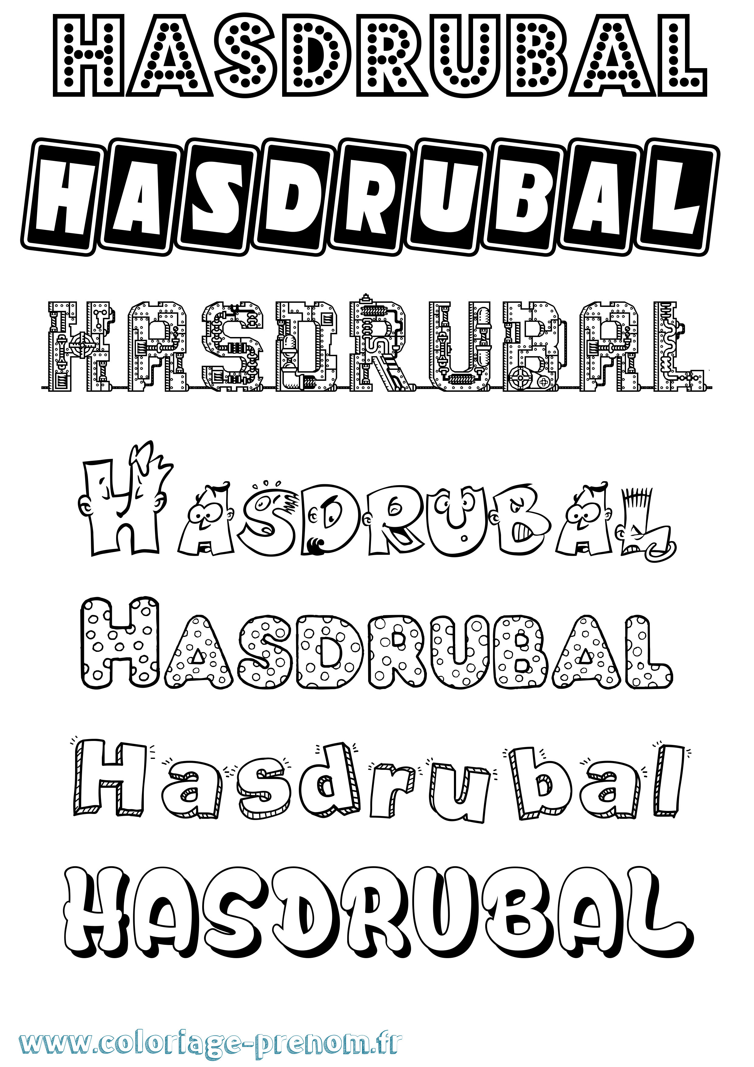 Coloriage Hasdrubal Fun Coloriage prénom Hasdrubal Fun