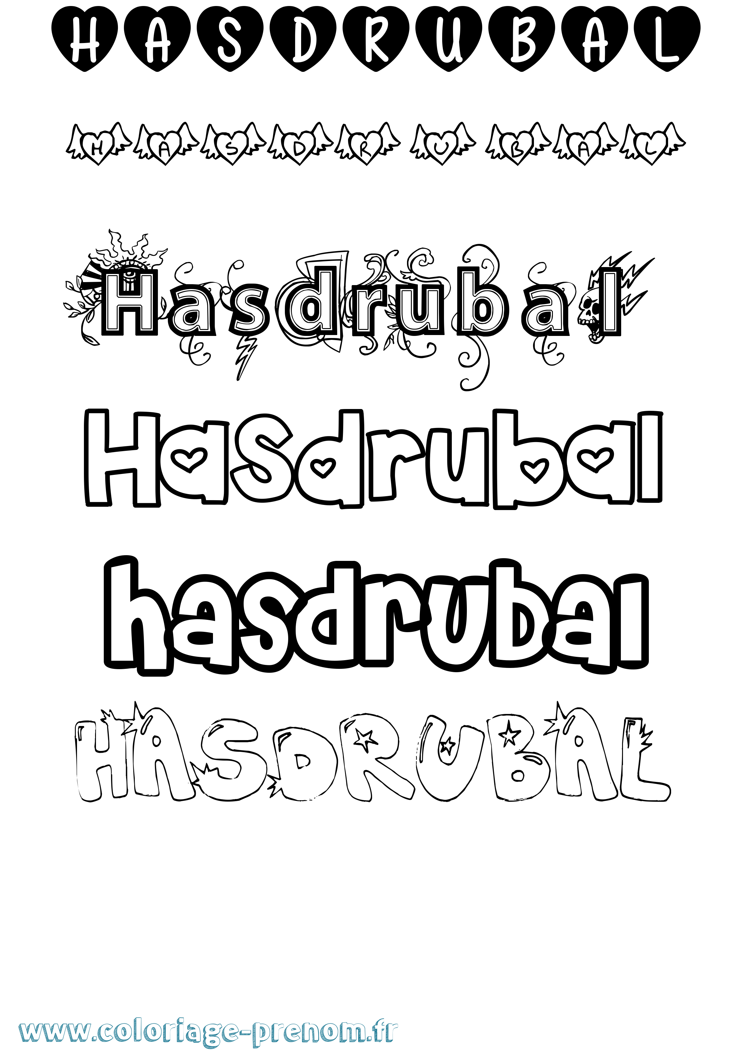 Coloriage Hasdrubal Girly Coloriage prénom Hasdrubal Girly