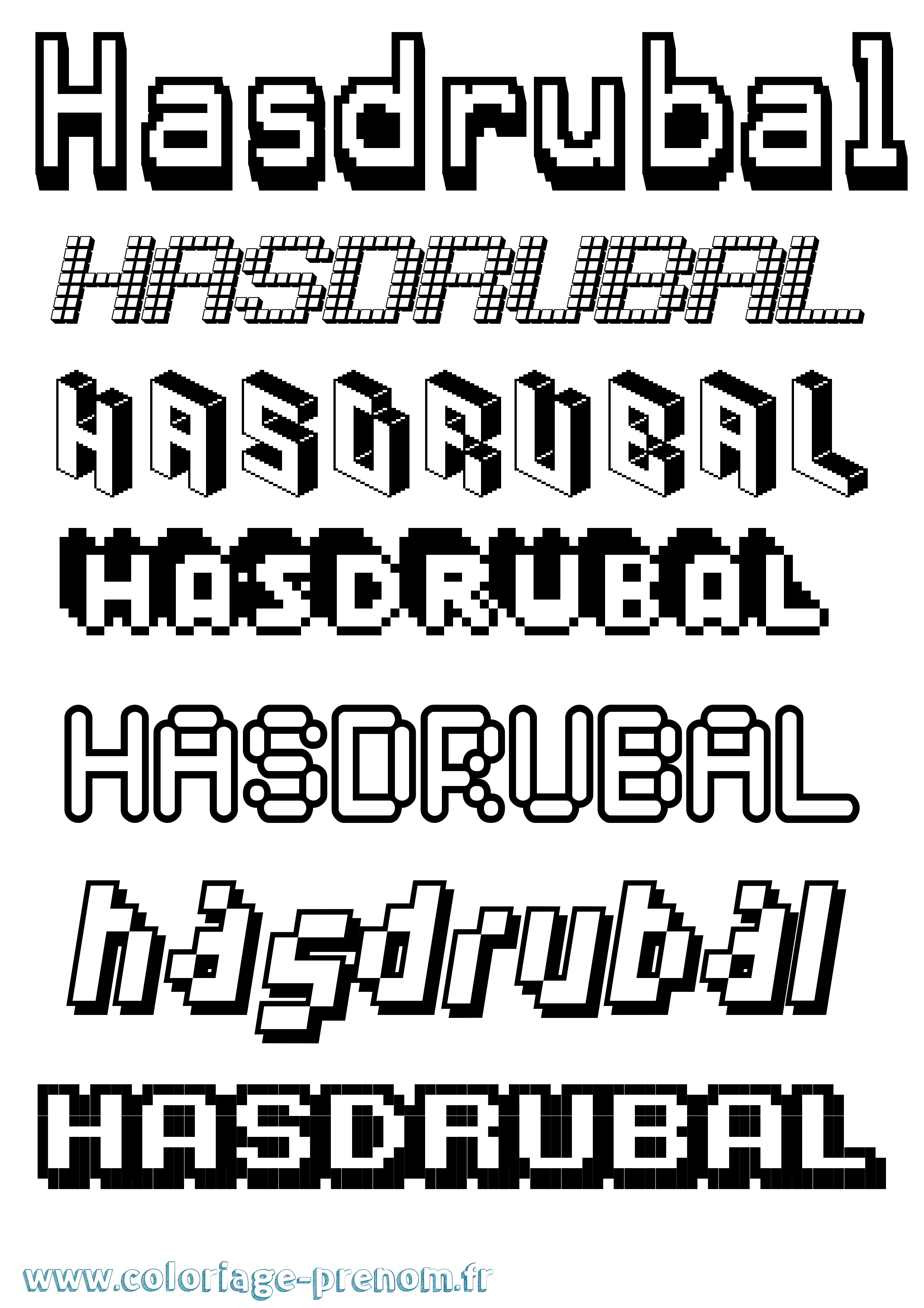 Coloriage Hasdrubal Pixel Coloriage prénom Hasdrubal Pixel