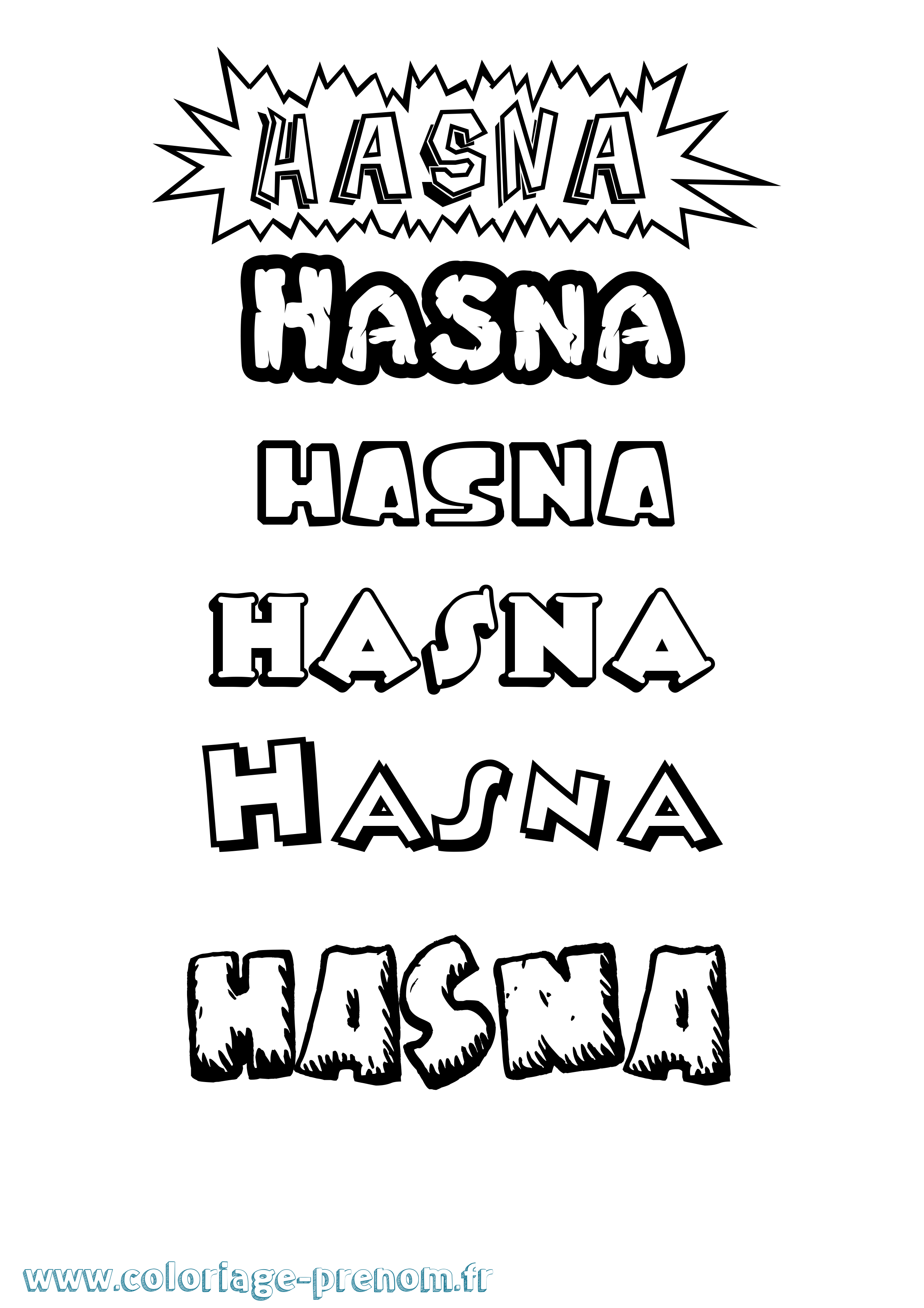 Coloriage prénom Hasna Dessin Animé